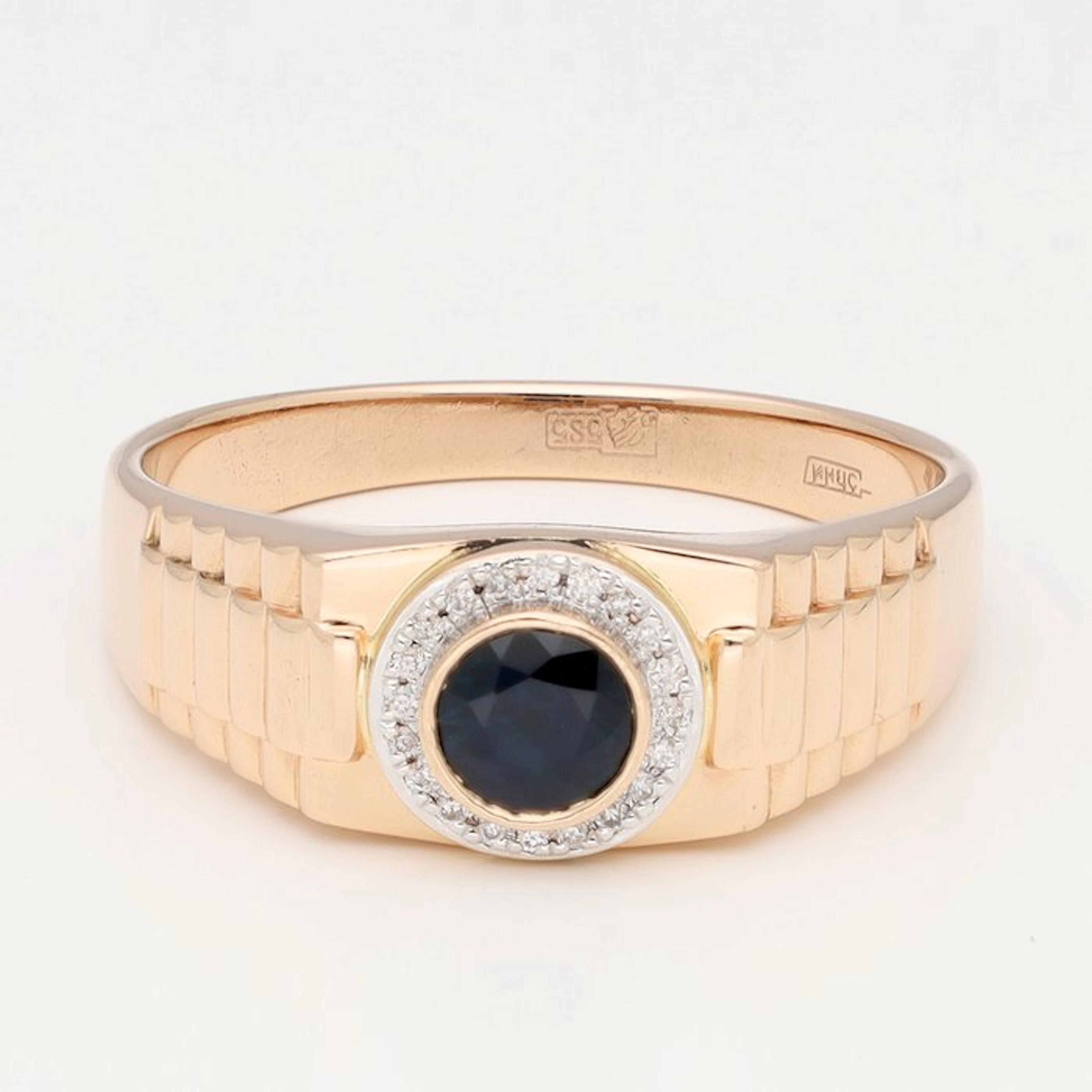 Ring - 14 kt. Rose gold - Diamond - Sapphire