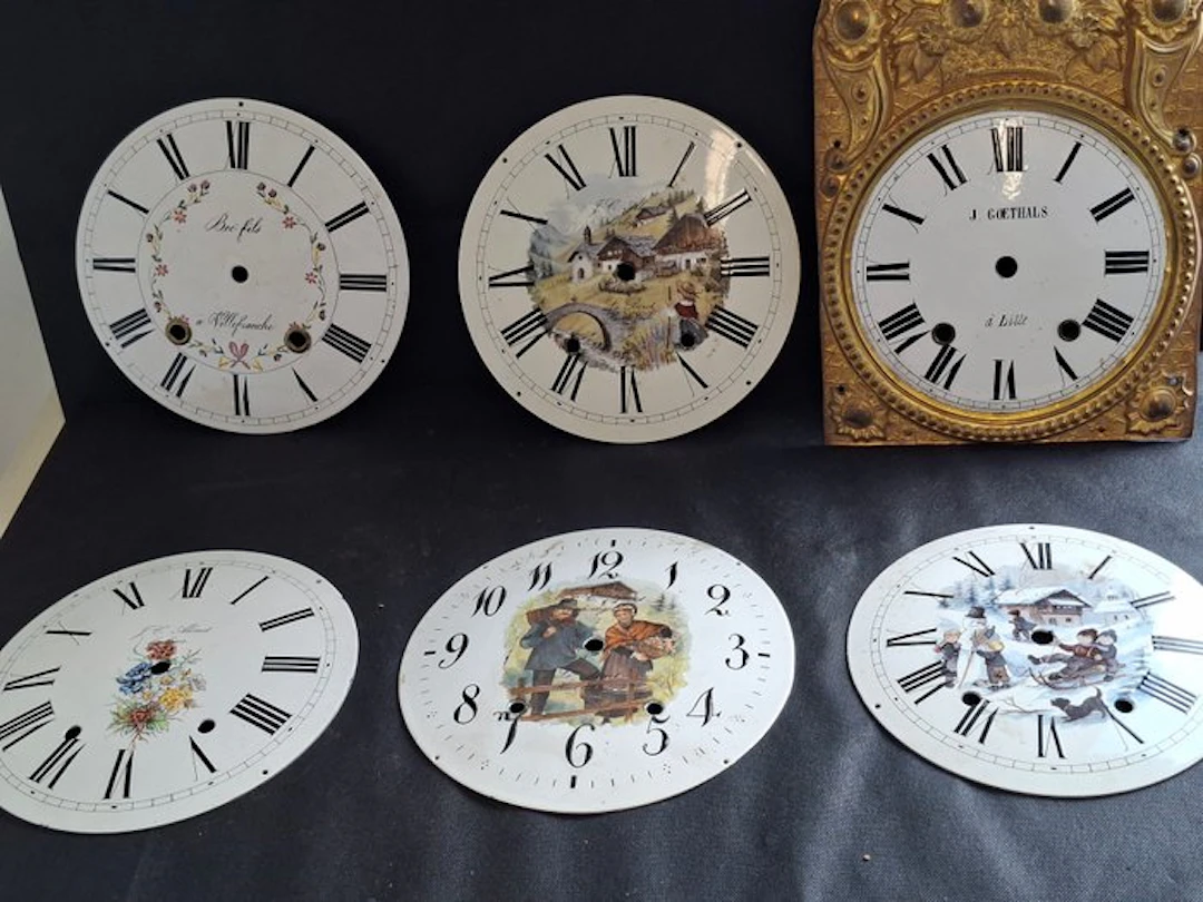 Clock parts (6) - Enamel - 1850-1900 - Six enamel dials