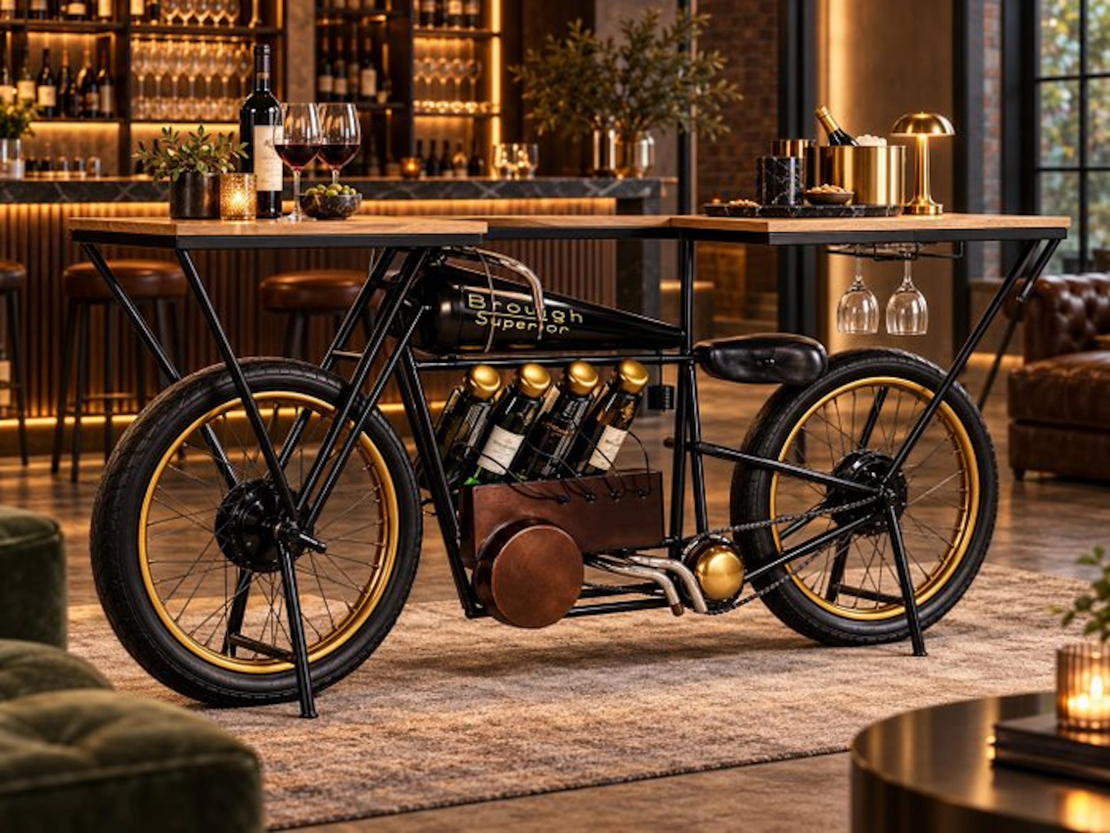 Bar - Mangowood, Metal - Motor Wine Bar Table