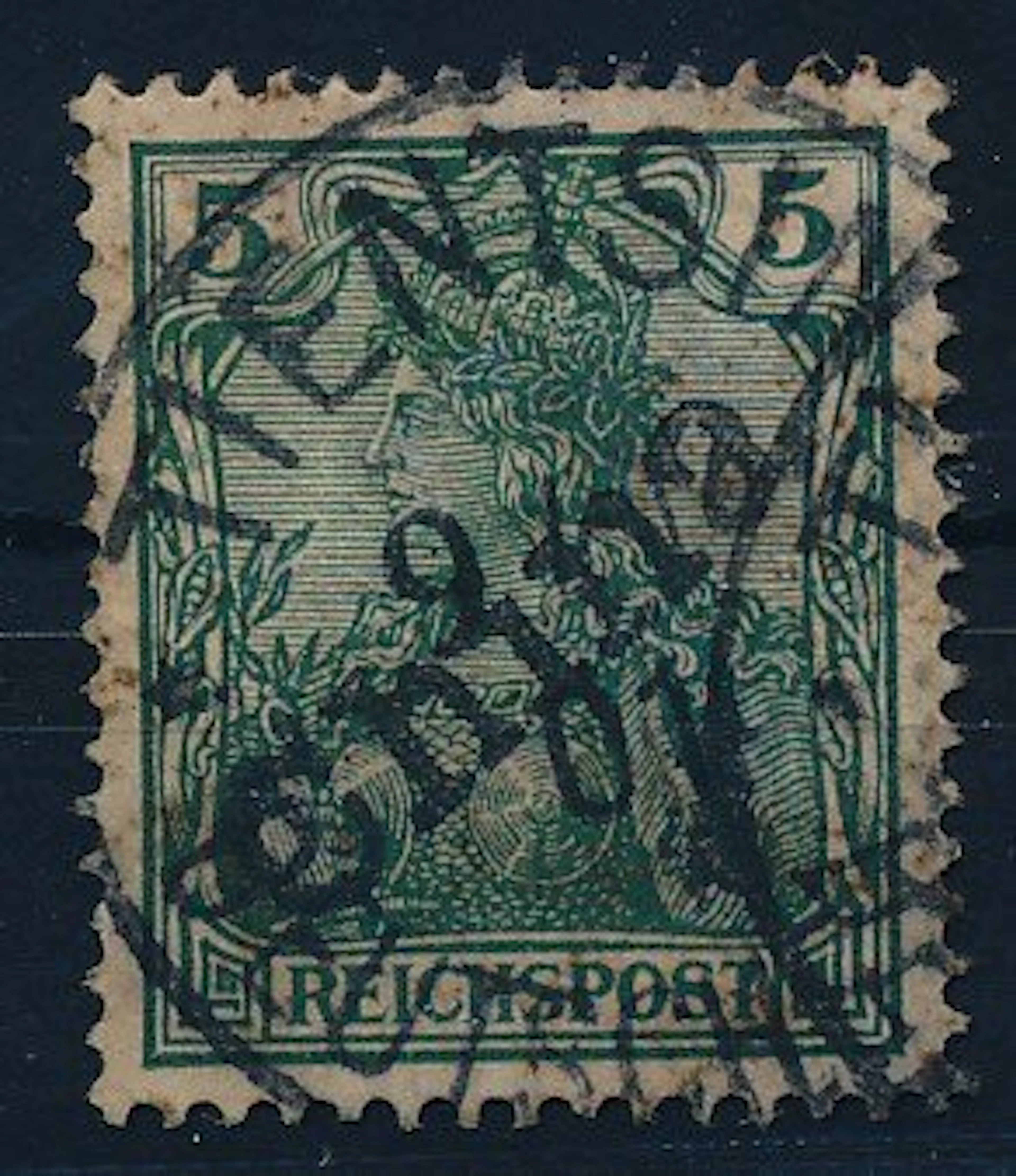 German office in China 1901 - 5 Pfennig Germania with...