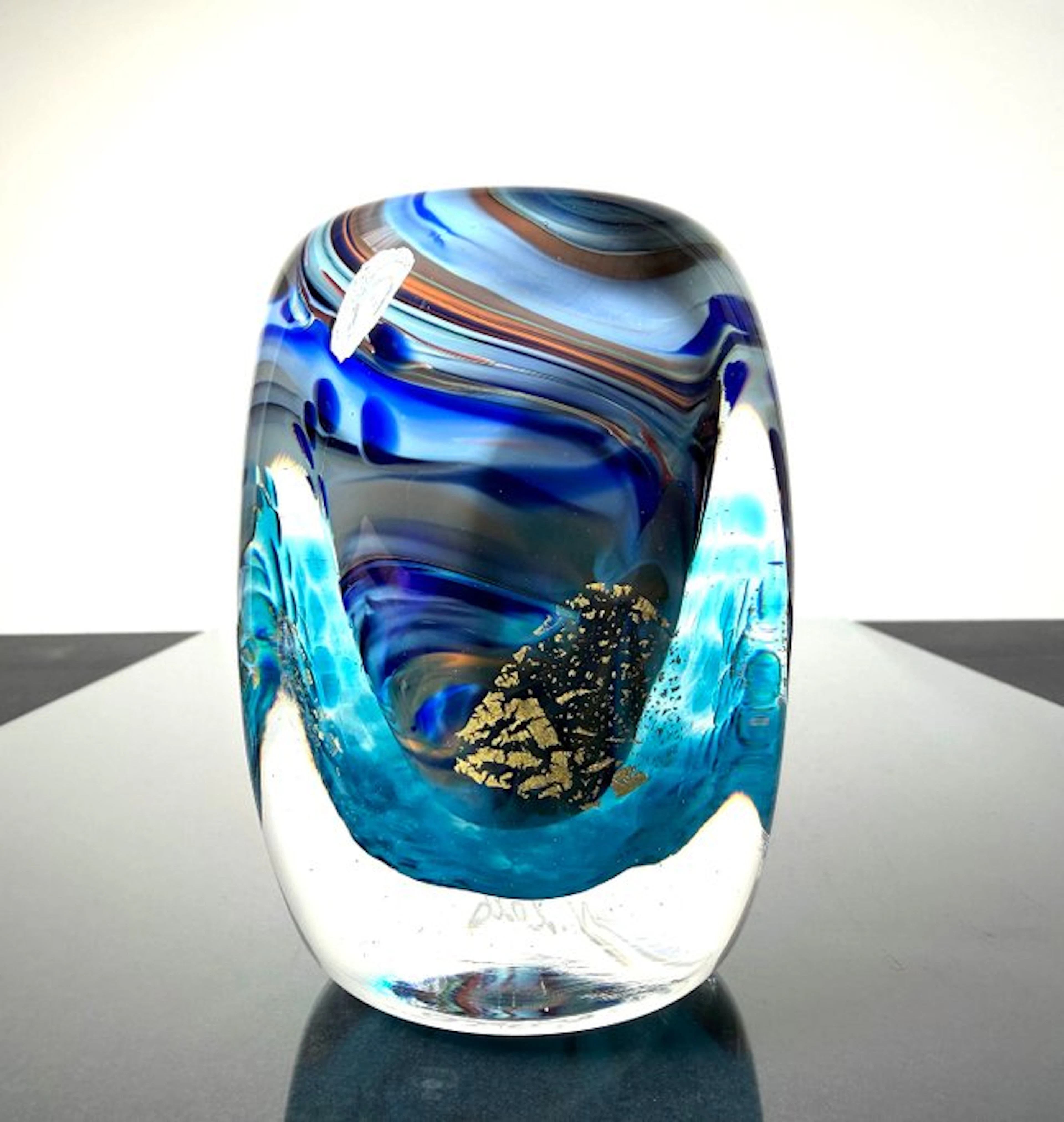 Maxence Parot - Vase - Unique vase with opaline colors and gold. - Glass