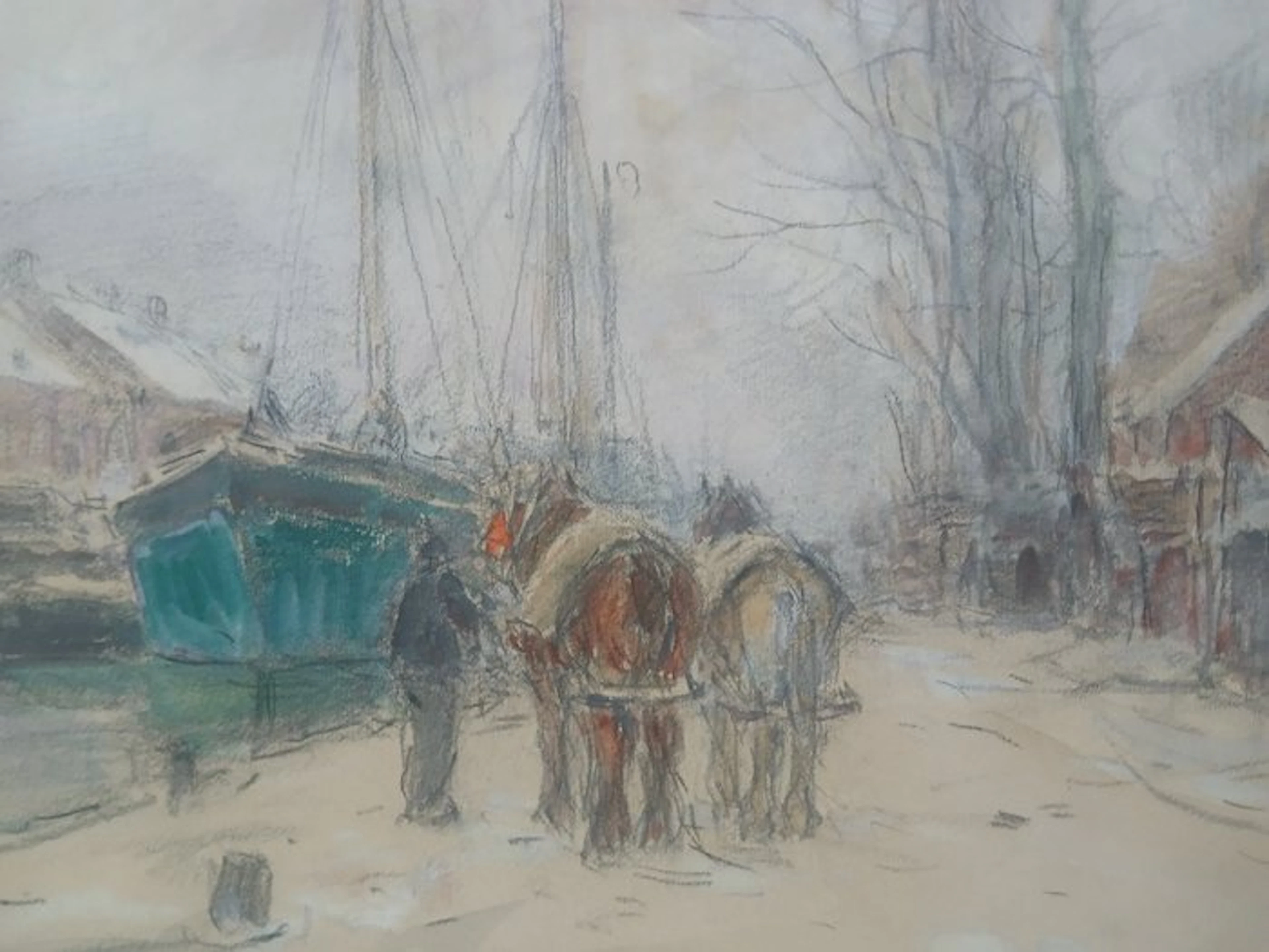 Henri Seghers (1848-1919) - Bedrijvigheid in de haven - Nieuwpoort