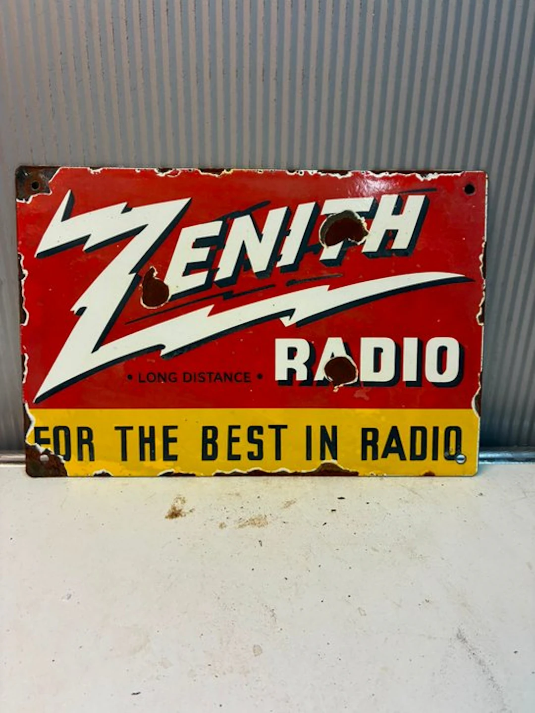 Zenith Radio – Vintage emaille reclamebord – Long...