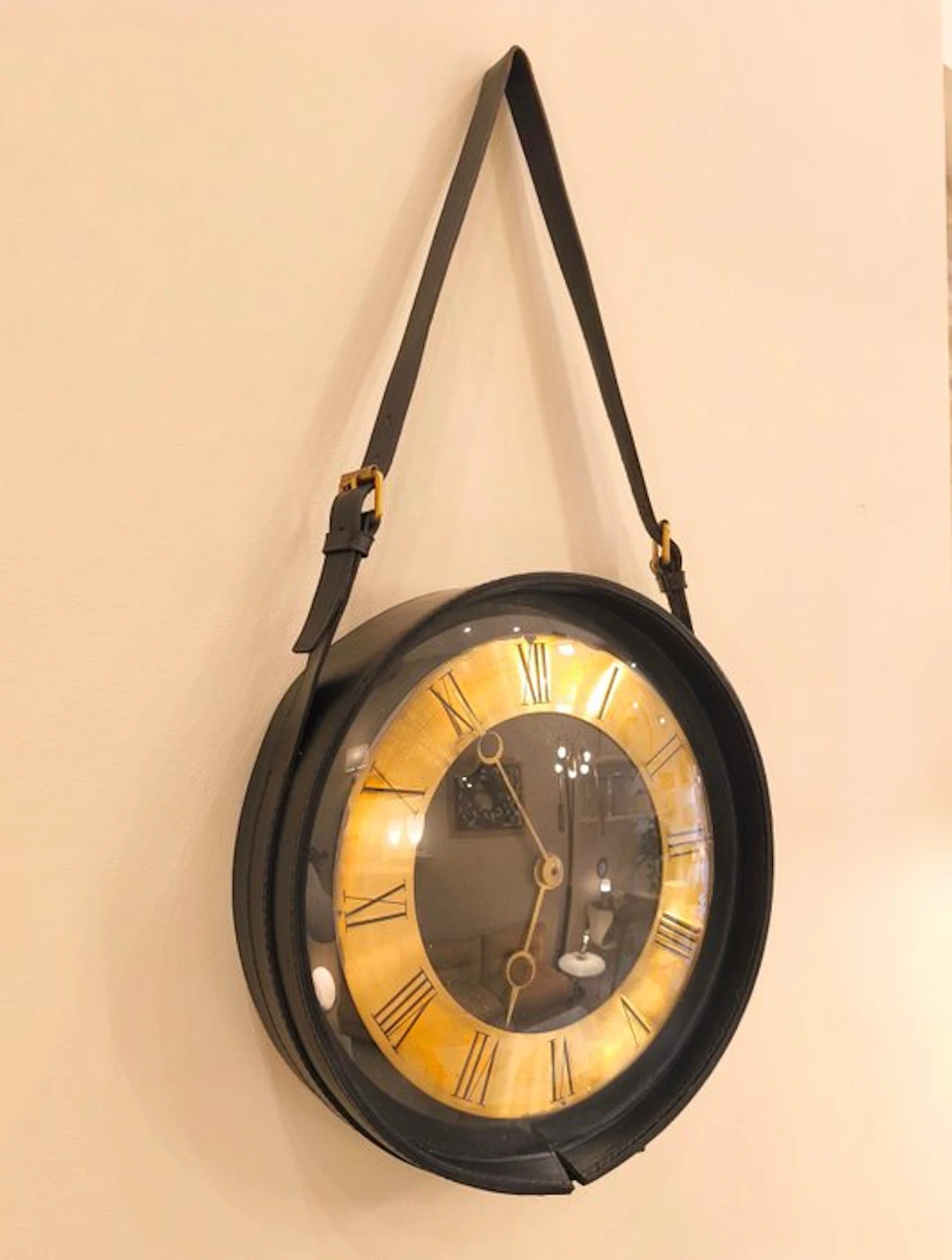 Wall clock - Vintage Leather - 1950-1960 - Jacques Adnet