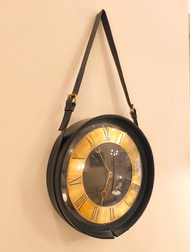 Wall clock - Vintage Leather - 1950-1960 - Jacques Adnet