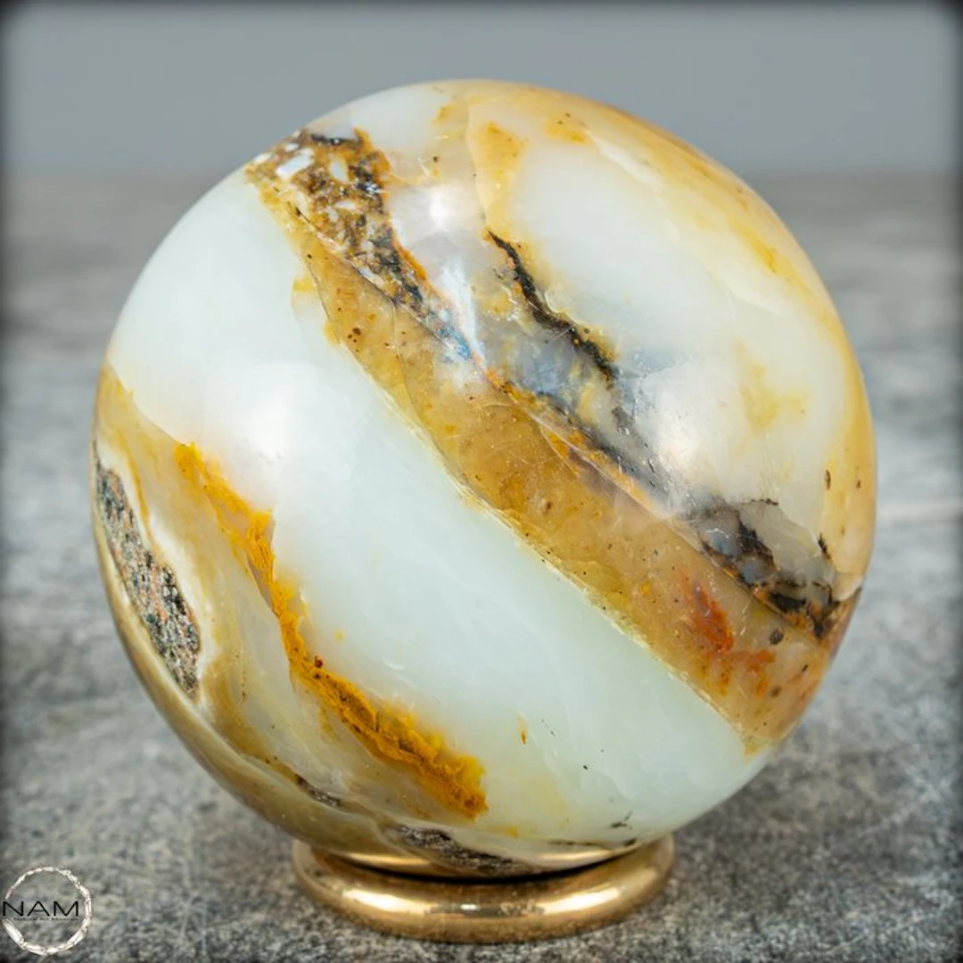 Very Rare Natural Fantastic Blue-Green Opal Sphere, Peru- 186.59 g