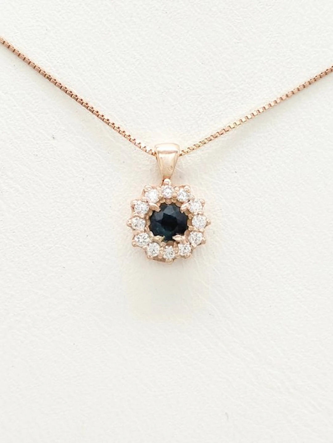 No reserve price - Necklace - 14 kt. Rose gold Sapphire - Diamond