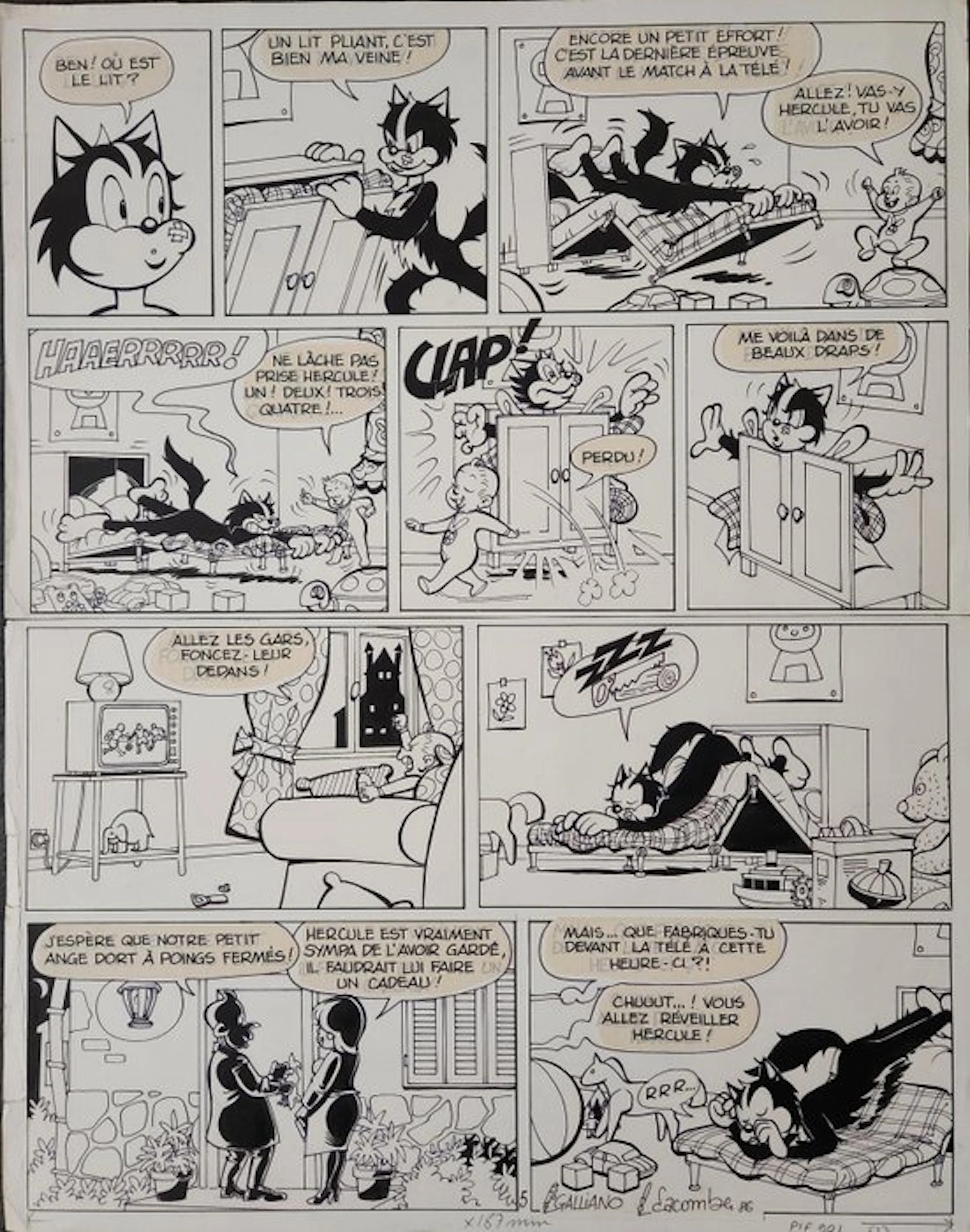 Galliano et Lacombe - 1 Original page - Pif et Hercule - Hercule