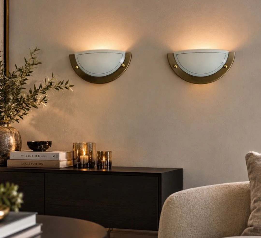 Wall lamp (2) - Set of 2 vintage Massive wall lamps / sconces - Bronze