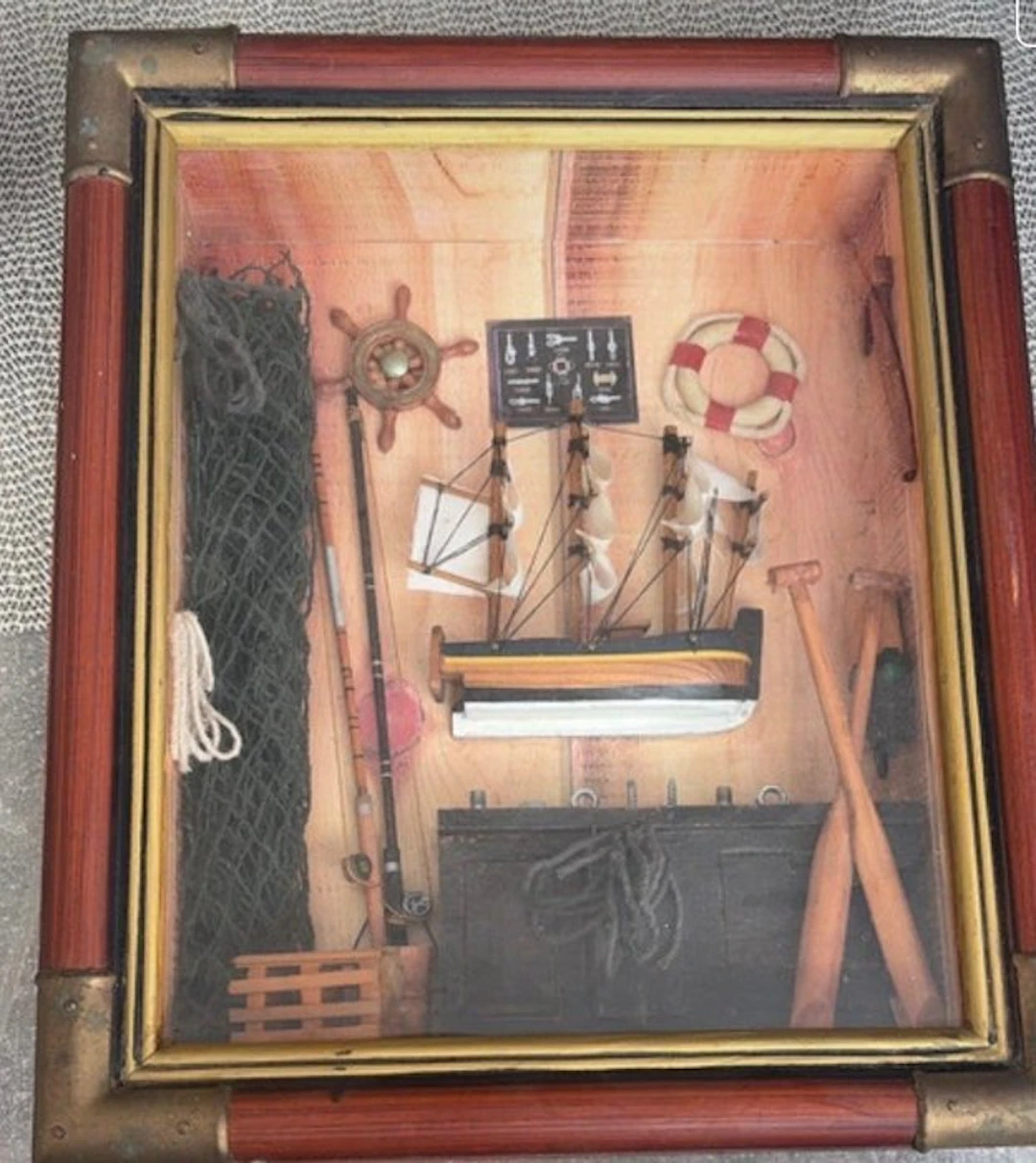 Decorative object, decorative wooden 3D marine frame
