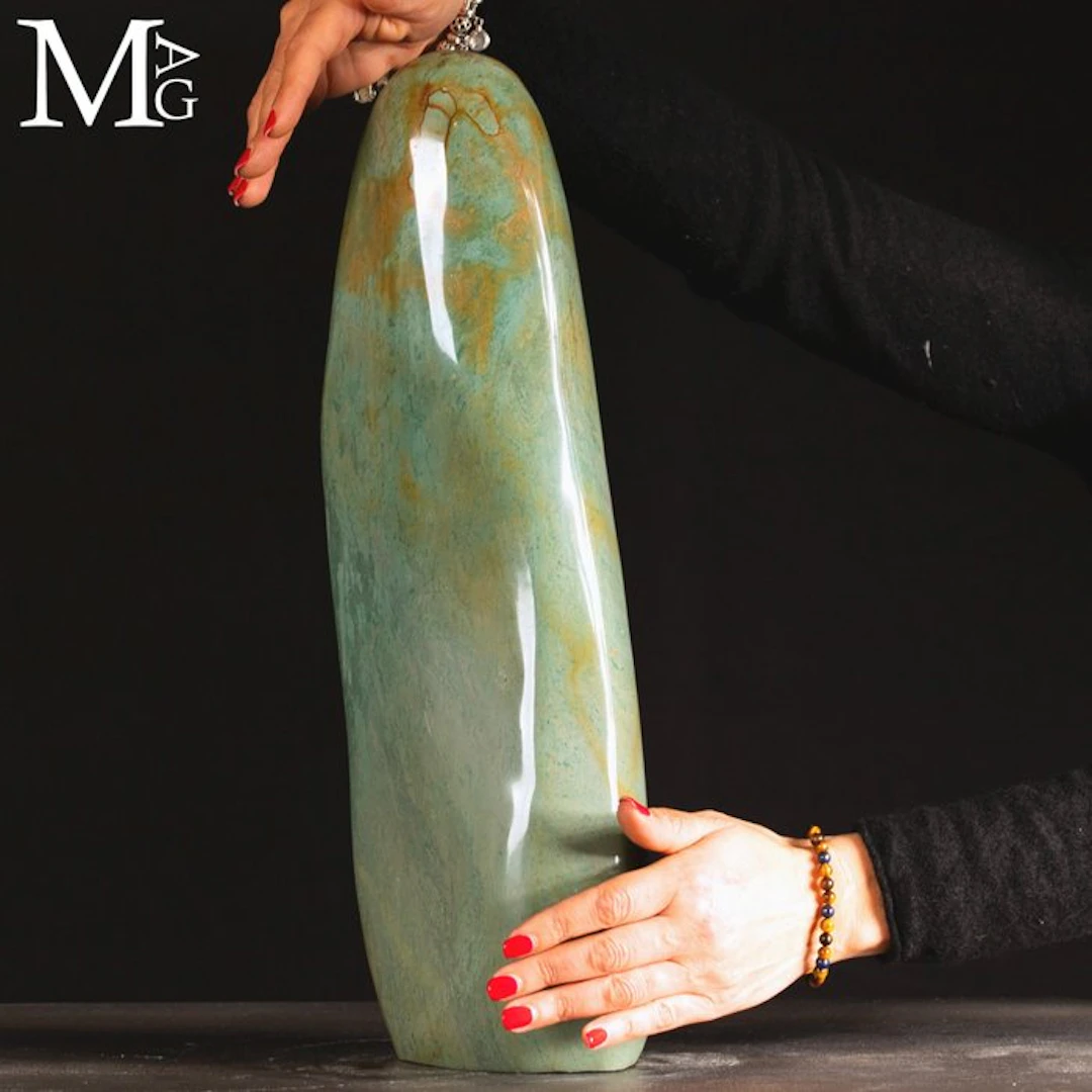Exquisite Polished Mint Green Jasper Elegant Free-Form...