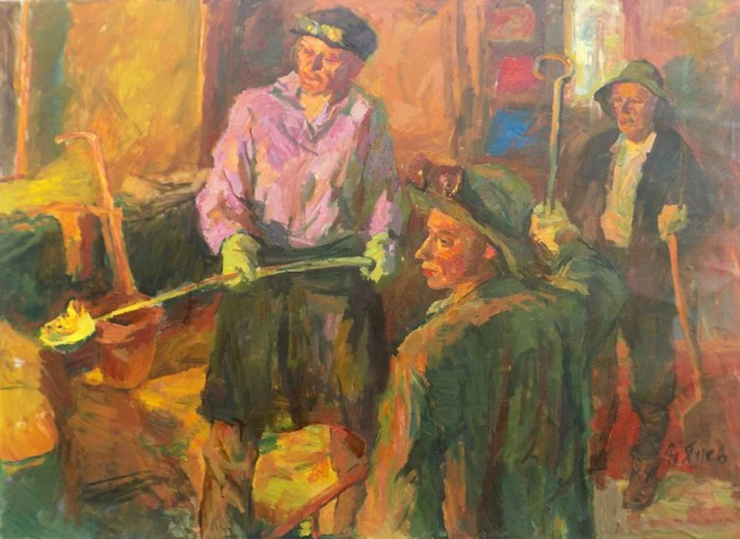 Anatoly Nikitovich Yanev (1945) - Nell'acciaieria - cm 103 x 140