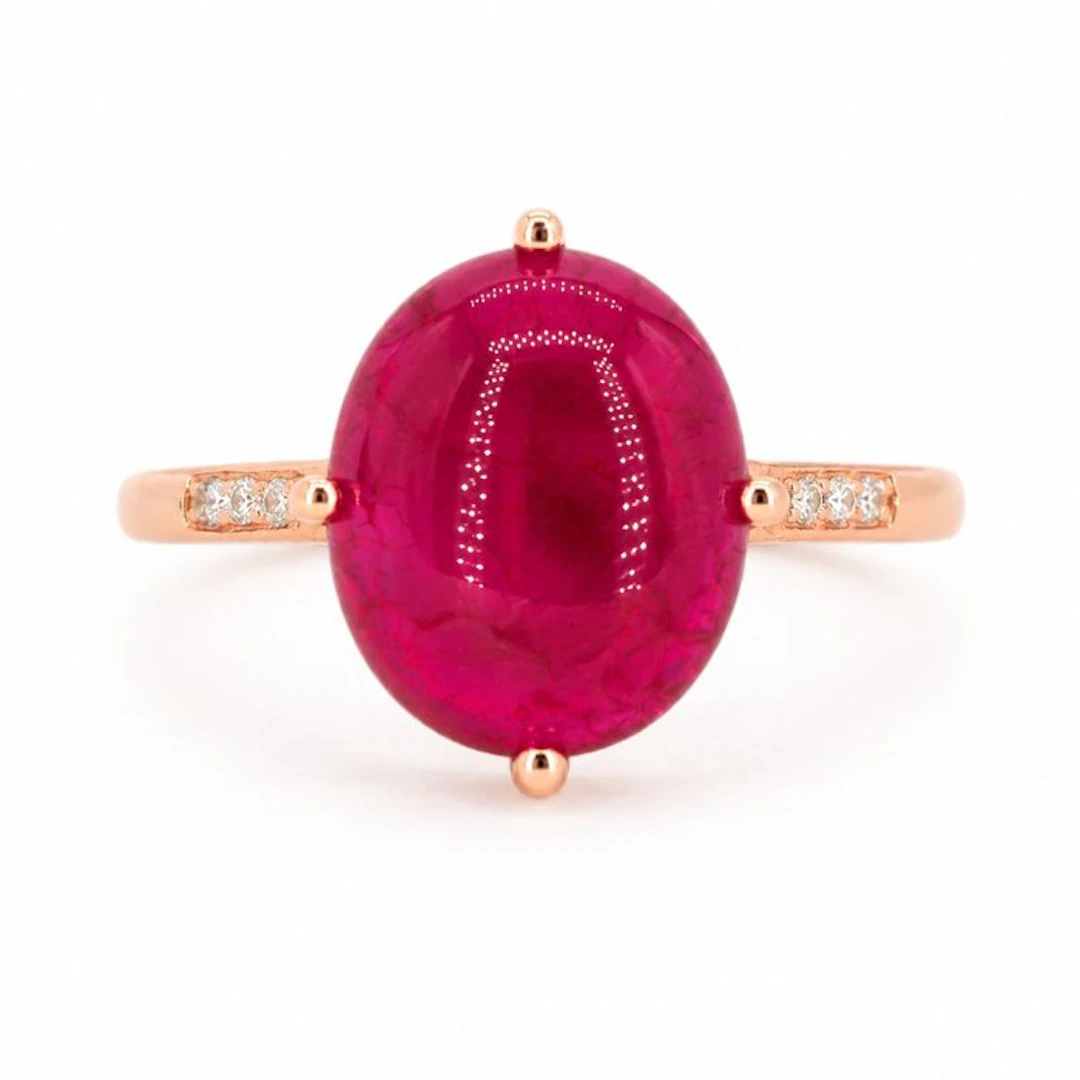 No reserve price - Ring Gold-plated Ruby - Diamond - 18K Gold Plated