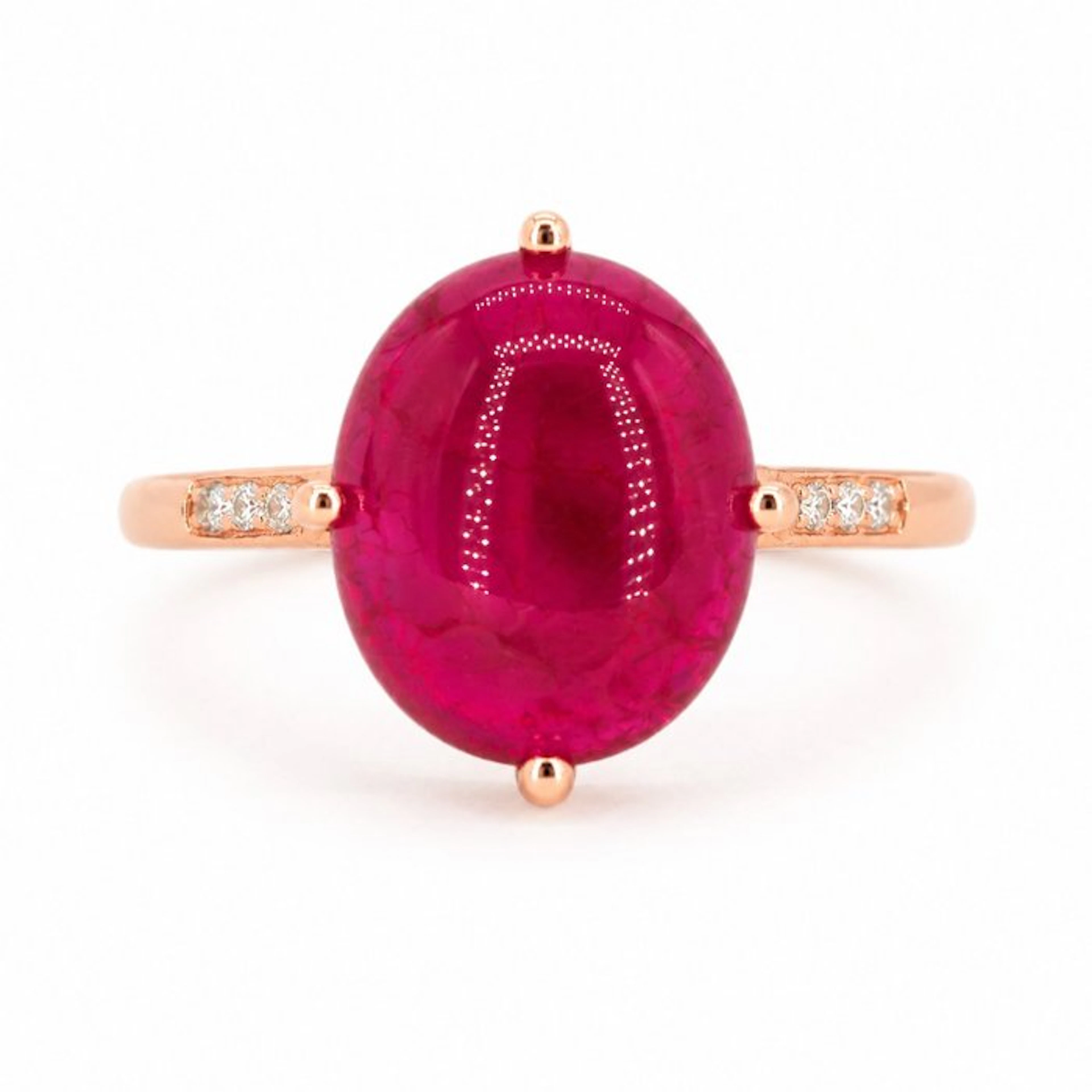 No reserve price - Ring Gold-plated Ruby - Diamond - 18K Gold Plated