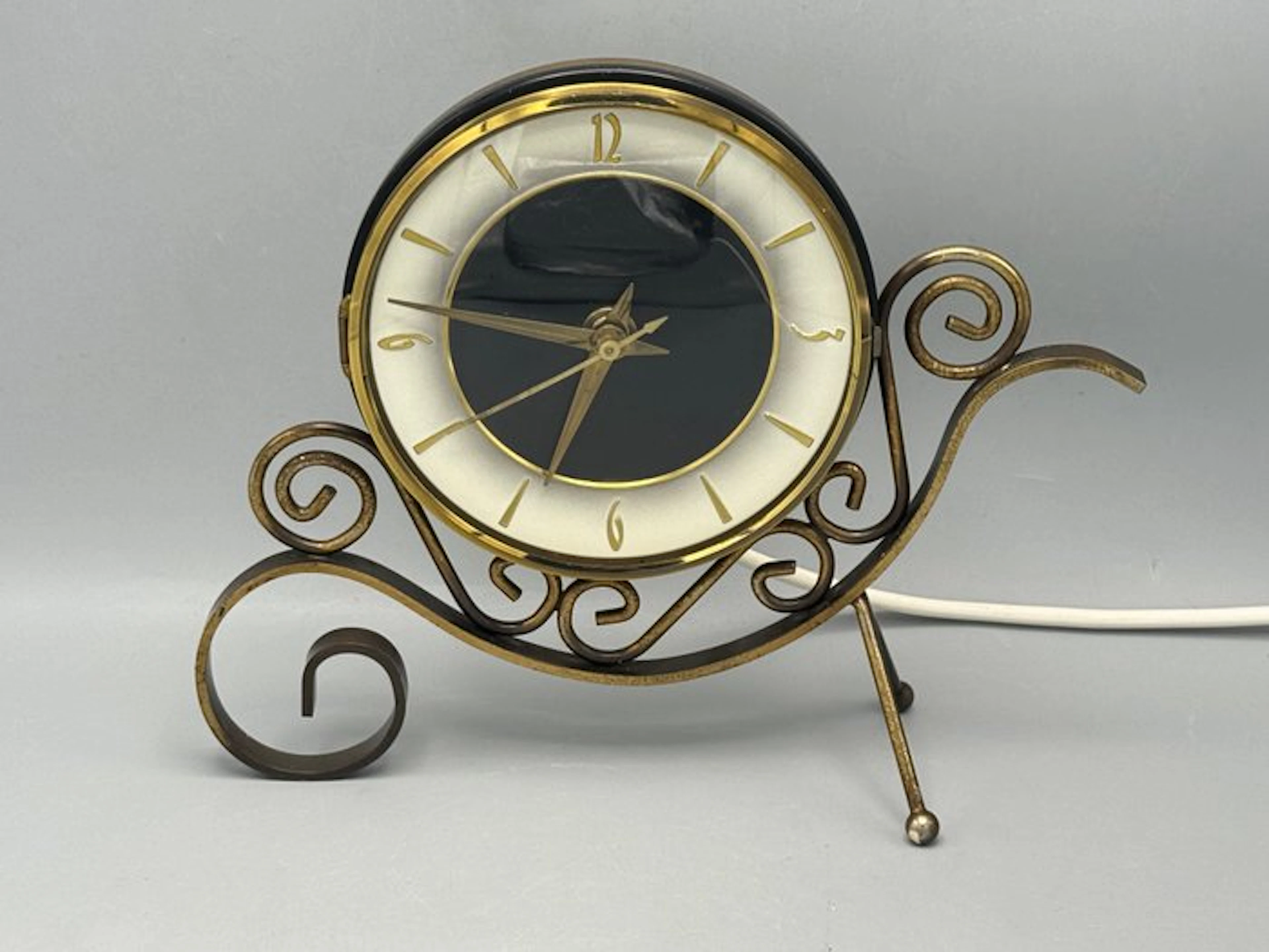 Clock - Nufa - Glass, Metal - 1950-1960 - Vintage table clock