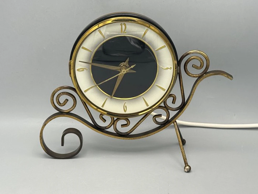 Clock - Nufa - Glass, Metal - 1950-1960 - Vintage table clock