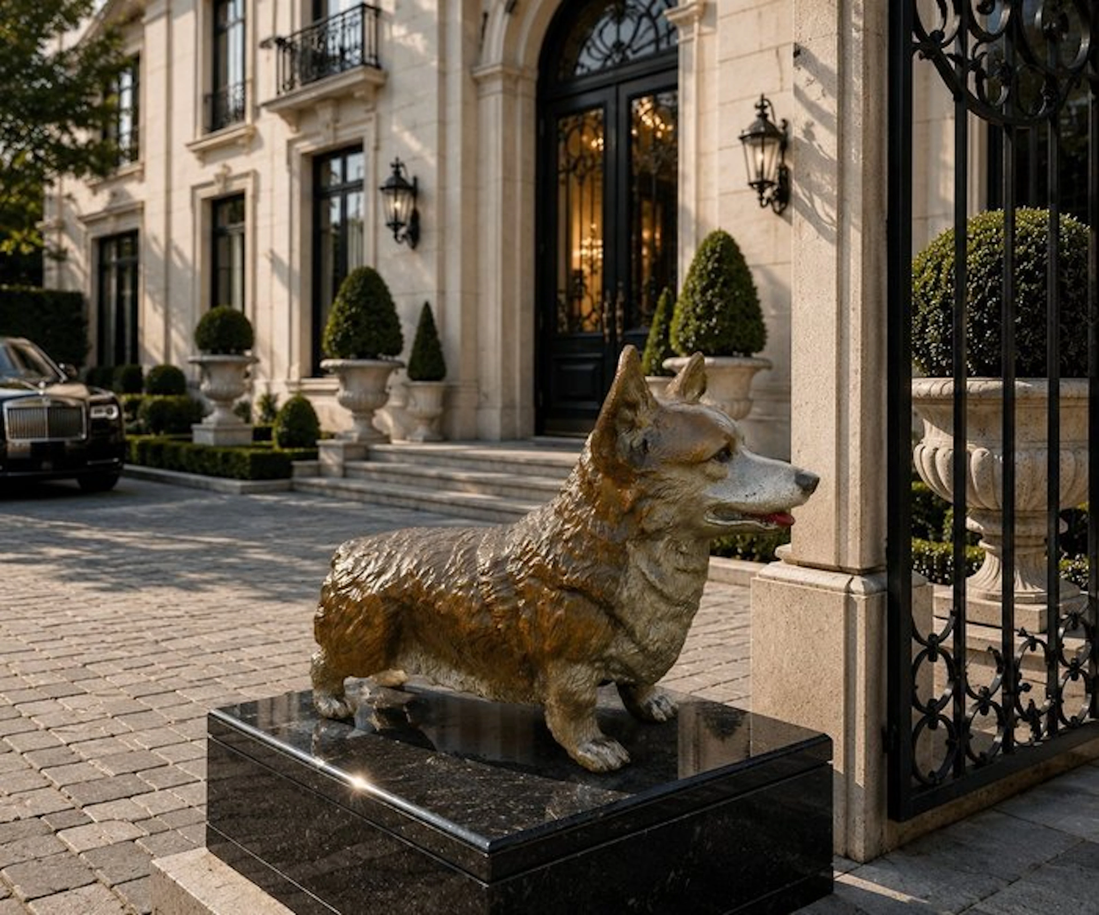 Statue, Handcrafted Bronze Corgi Dog - 38 cm - Bronze - 2026