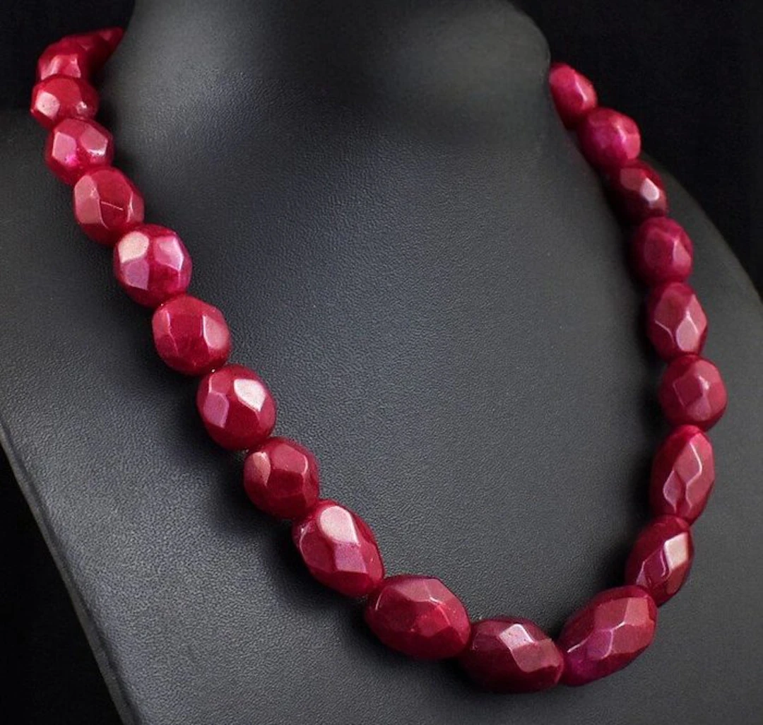 Really nice necklace handmade ruby faceted beads - 480 Cts. Jewellery- 96 g