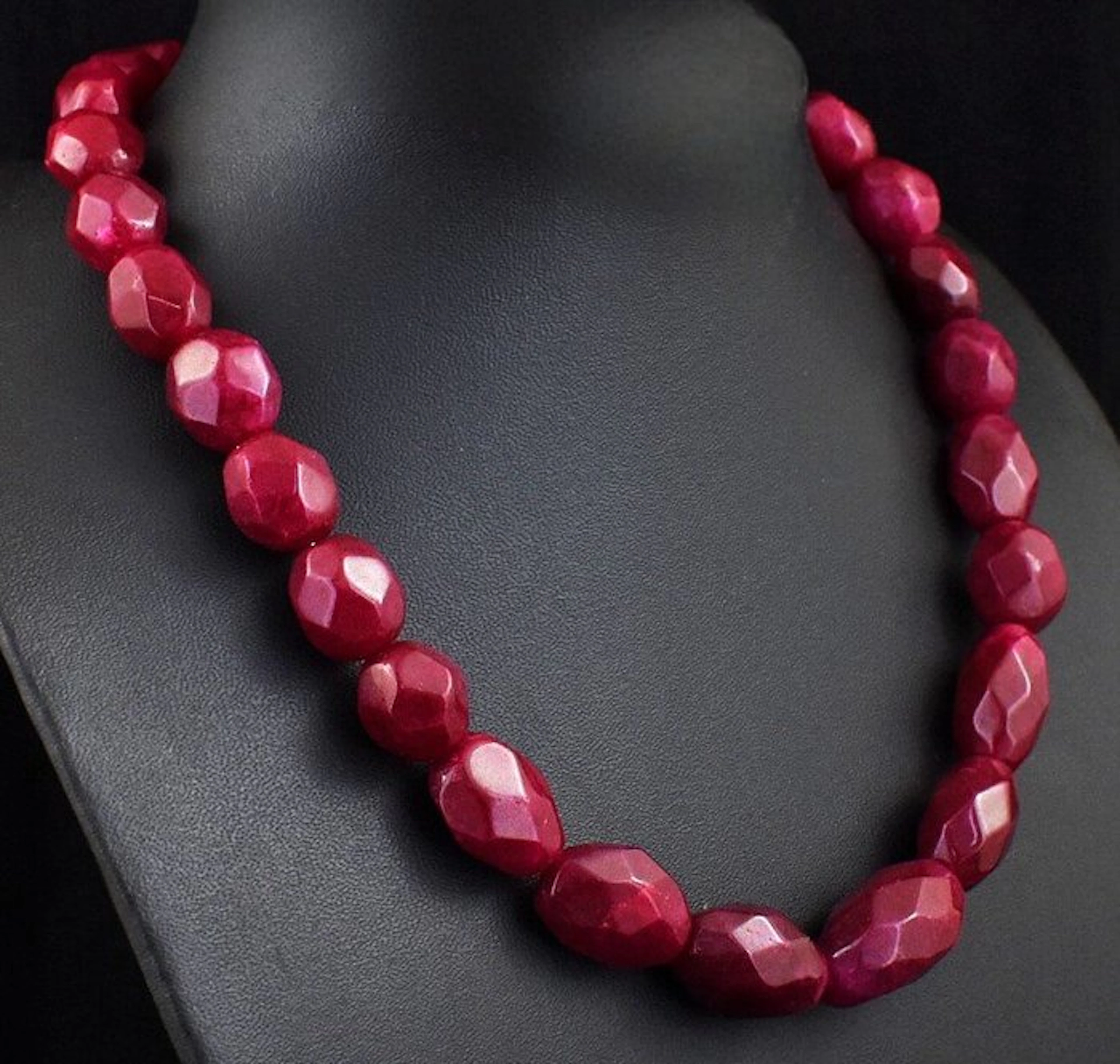 Really nice necklace handmade ruby faceted beads - 480 Cts. Jewellery- 96 g