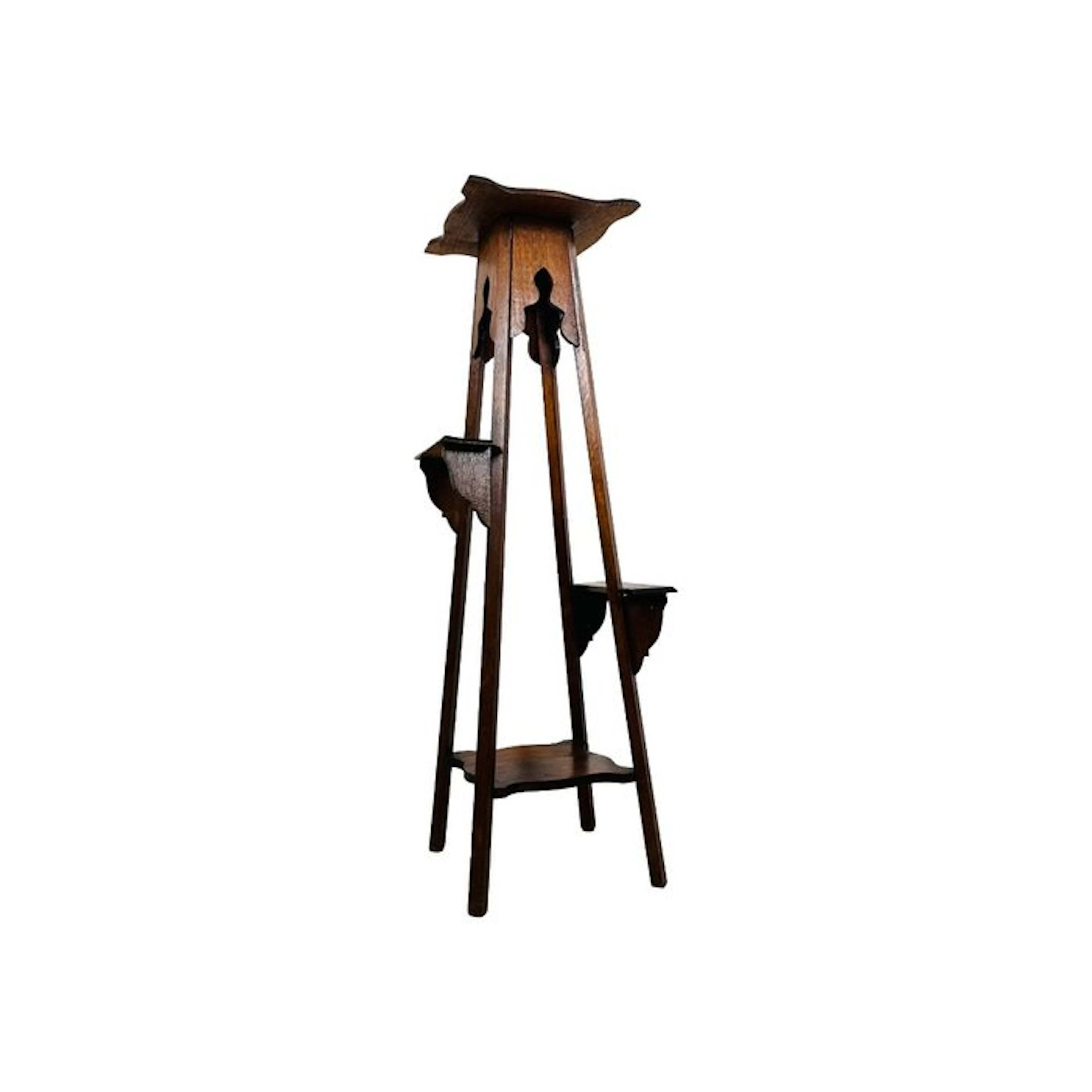 Stand - Arts and Crafts Oak Jardinière Stand with Four...