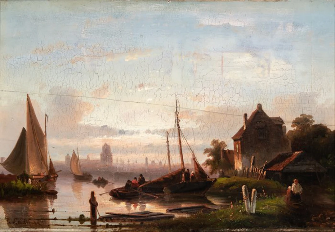 Charles Leickert (1816-1907) - Havengezicht - NO RESERVE