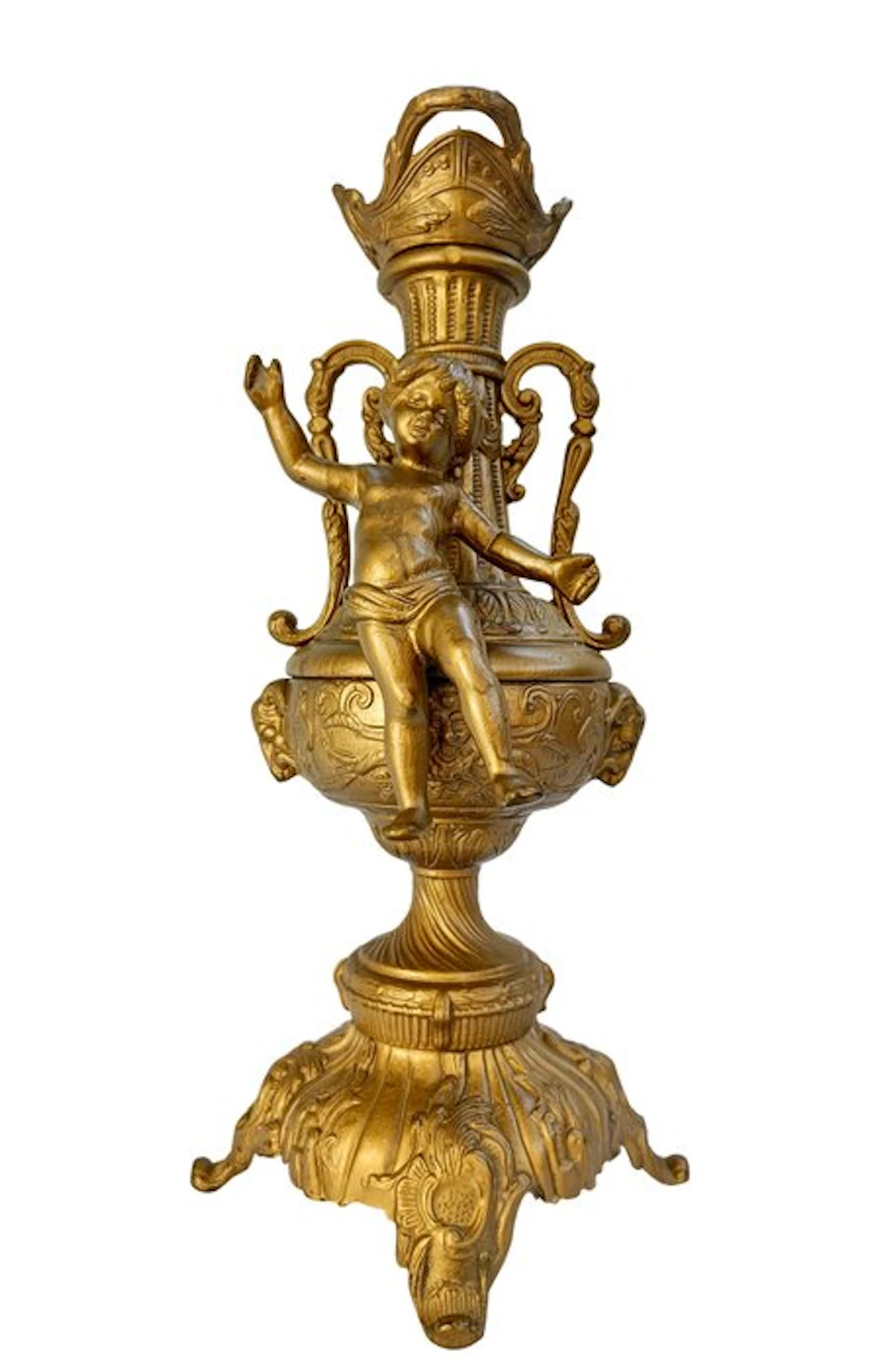 Candleholder - Brass, Bronze - Engel - 42 cm
