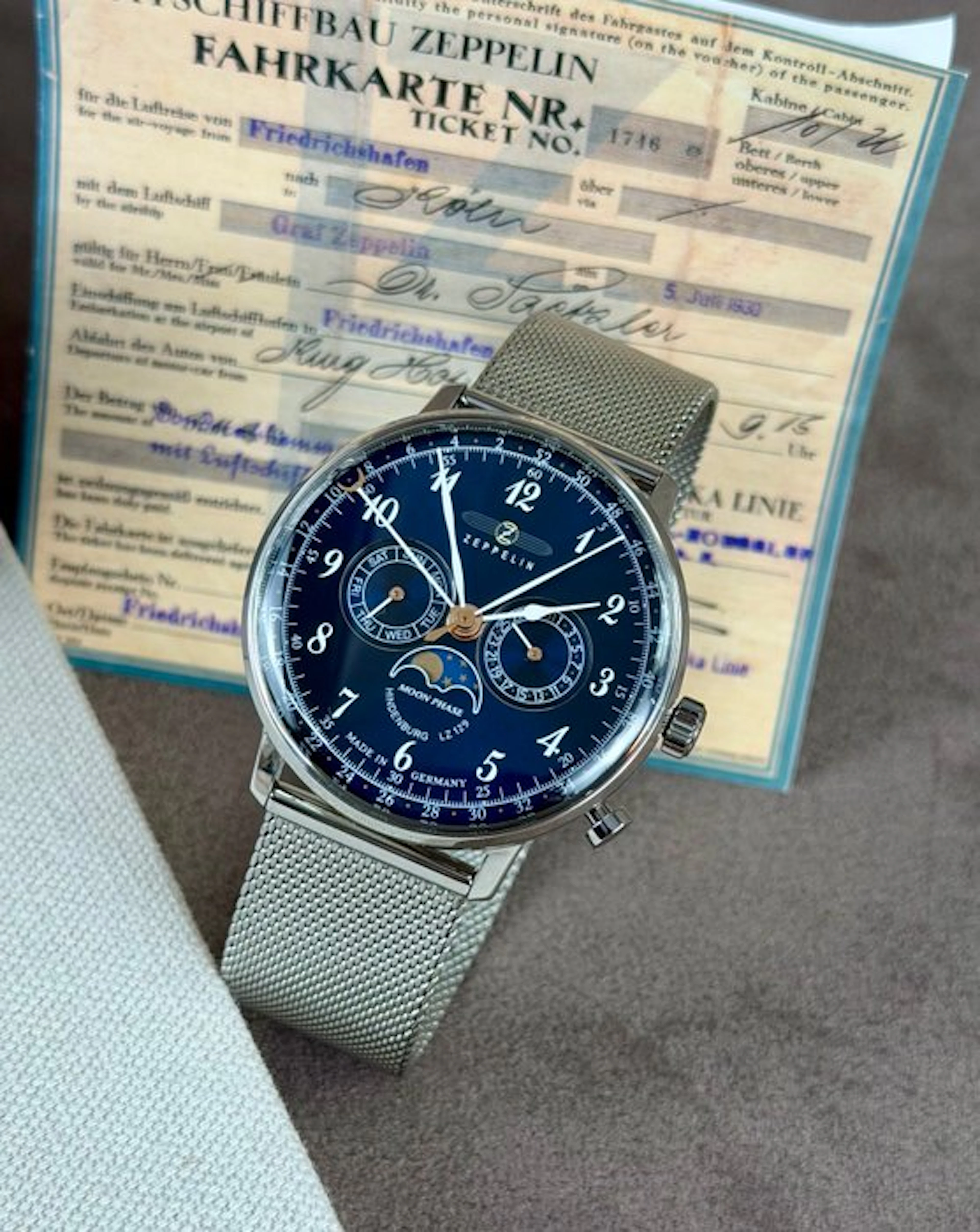 Zeppelin - Moonphase - triple Date - Blue - 7036M-3 - Men - 2020-2025