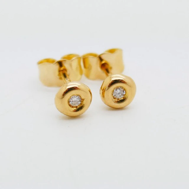 No reserve price - Earrings - 18 kt. Yellow gold - 0.10ct. tw. Diamond