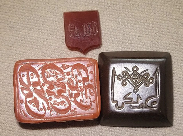Three Engraved Stone Seals – Agate and Hematite - Agate...