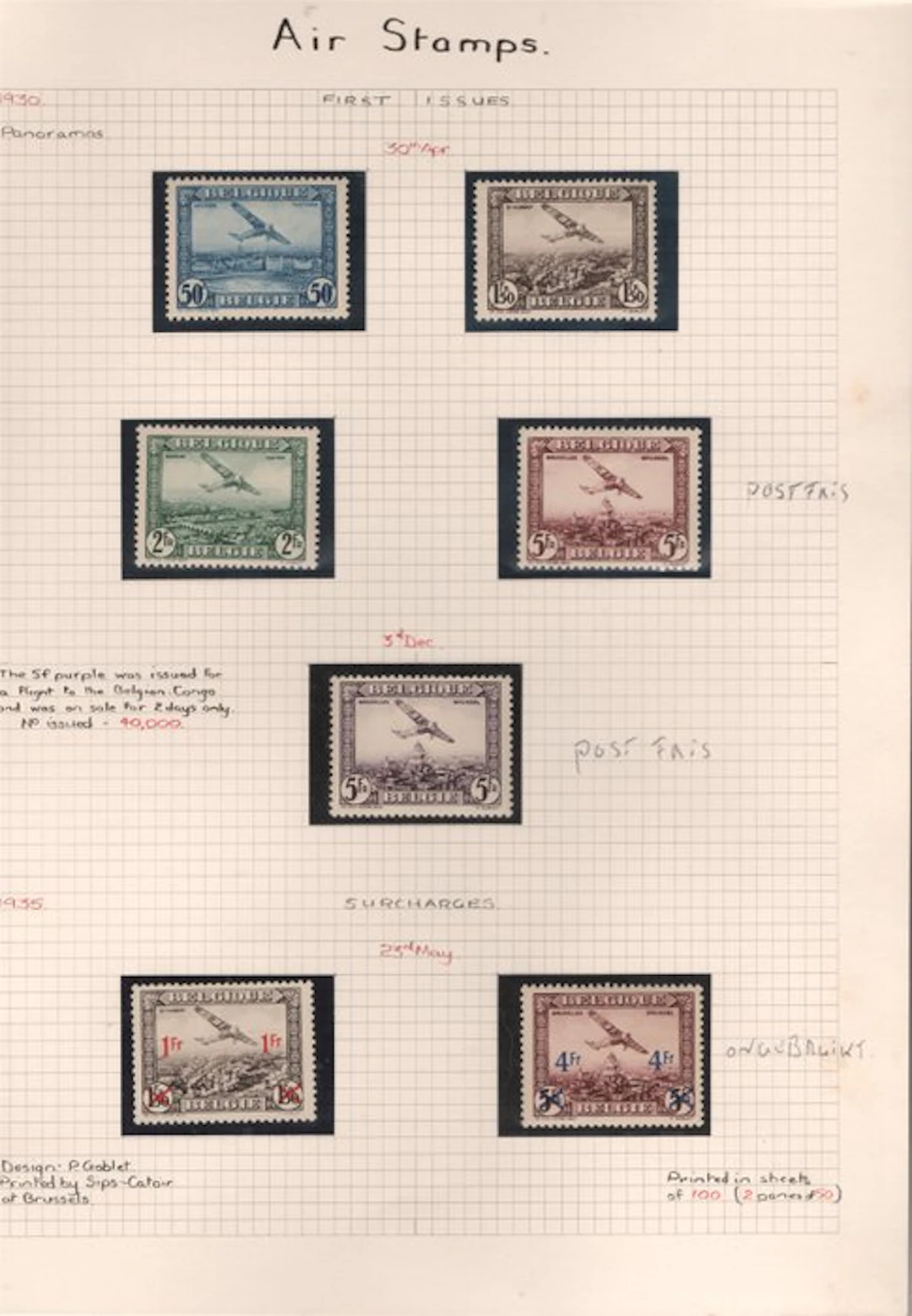 Belgium - Belgium airmail. An extensive collection.