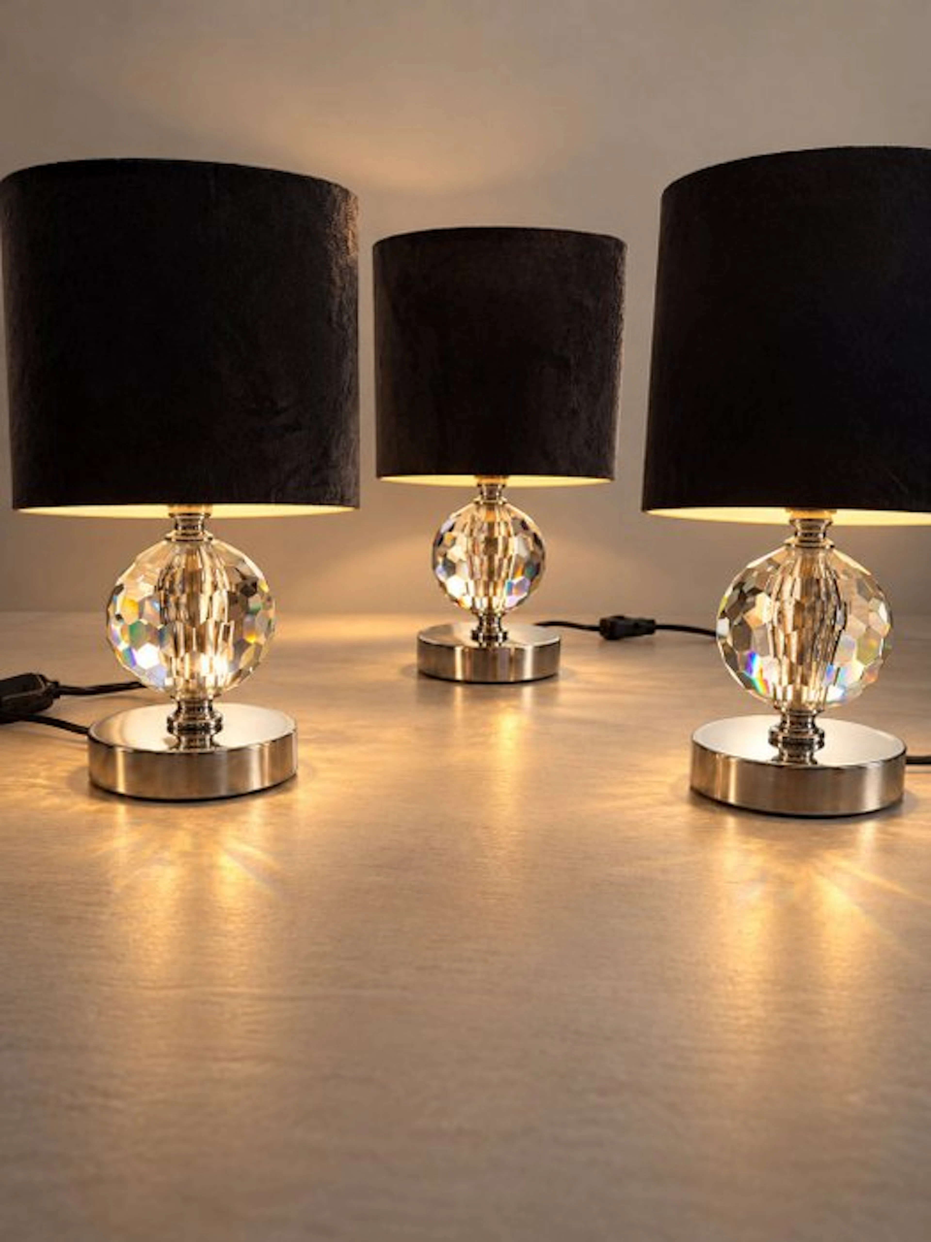 Table lamp (3) - Chromium - Exclusive Crystal Trio