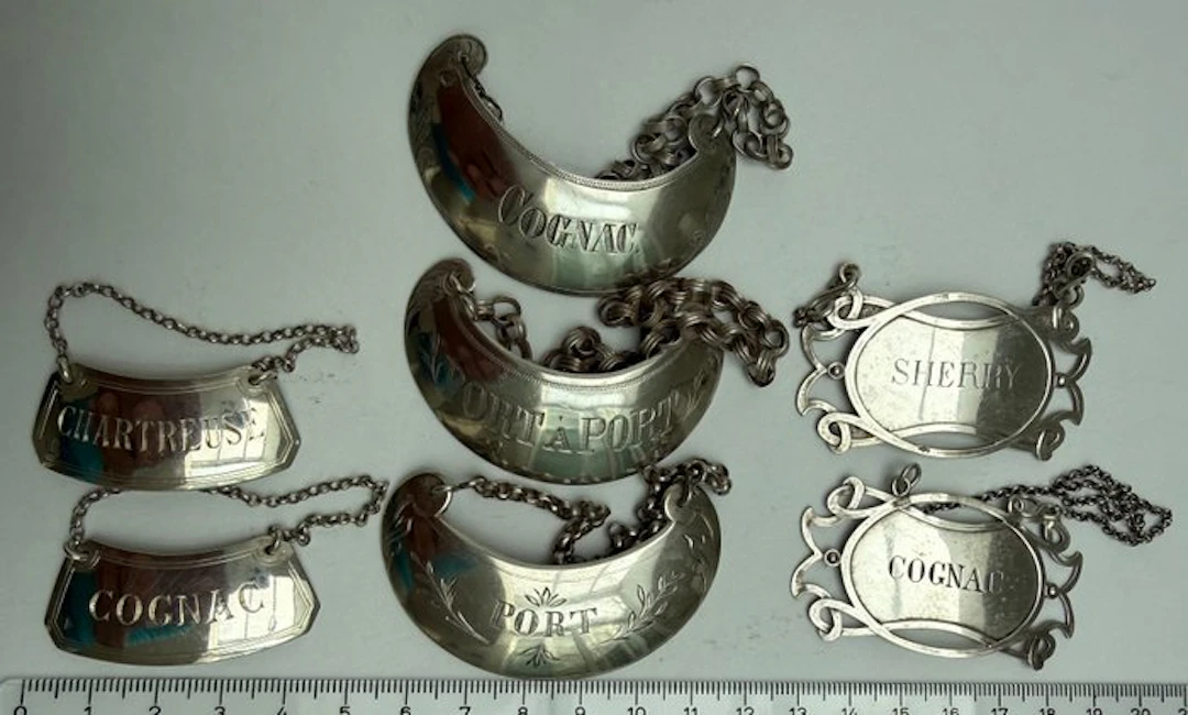 Liquor set (7) - .835 silver - Bottle hangers