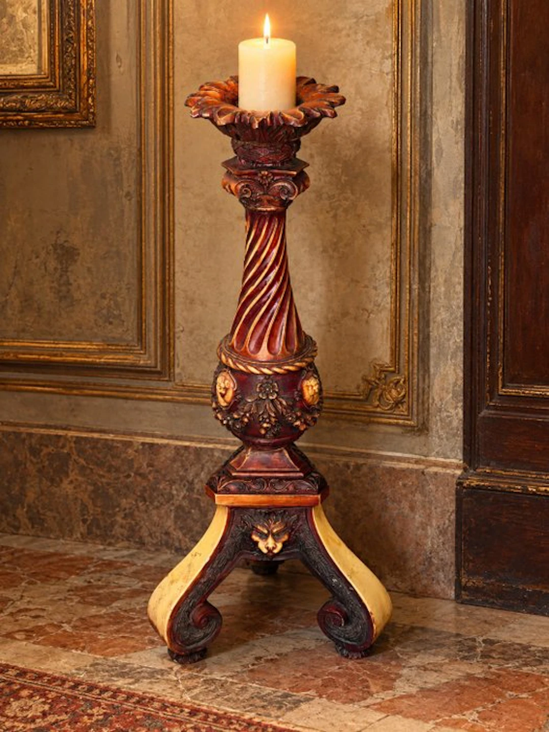 Chamberstick - Resin, Wood, stucco - candle holder