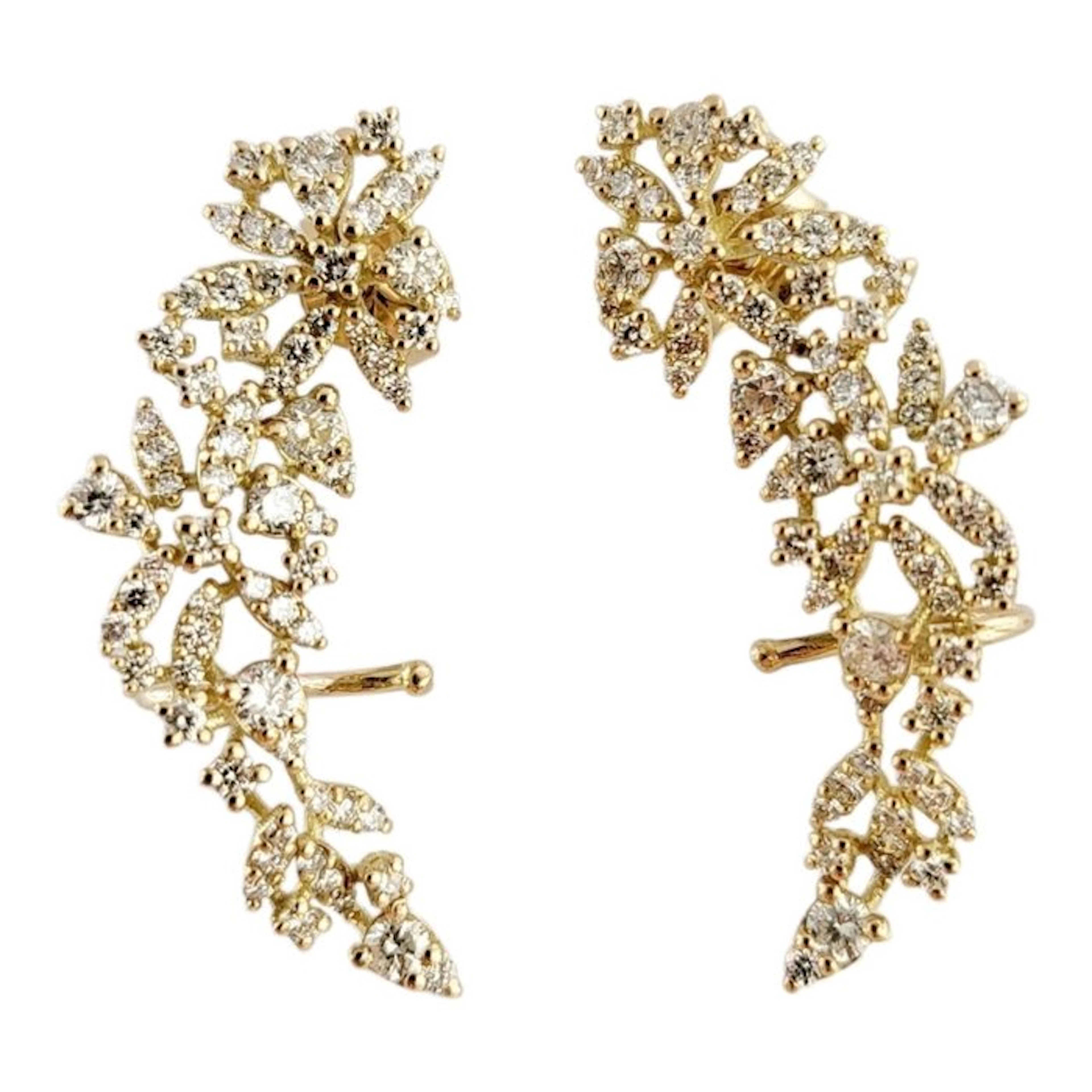 Earrings - 18 kt. Yellow gold - 2.70ct. tw. Diamond (Natural) - Made in Italy