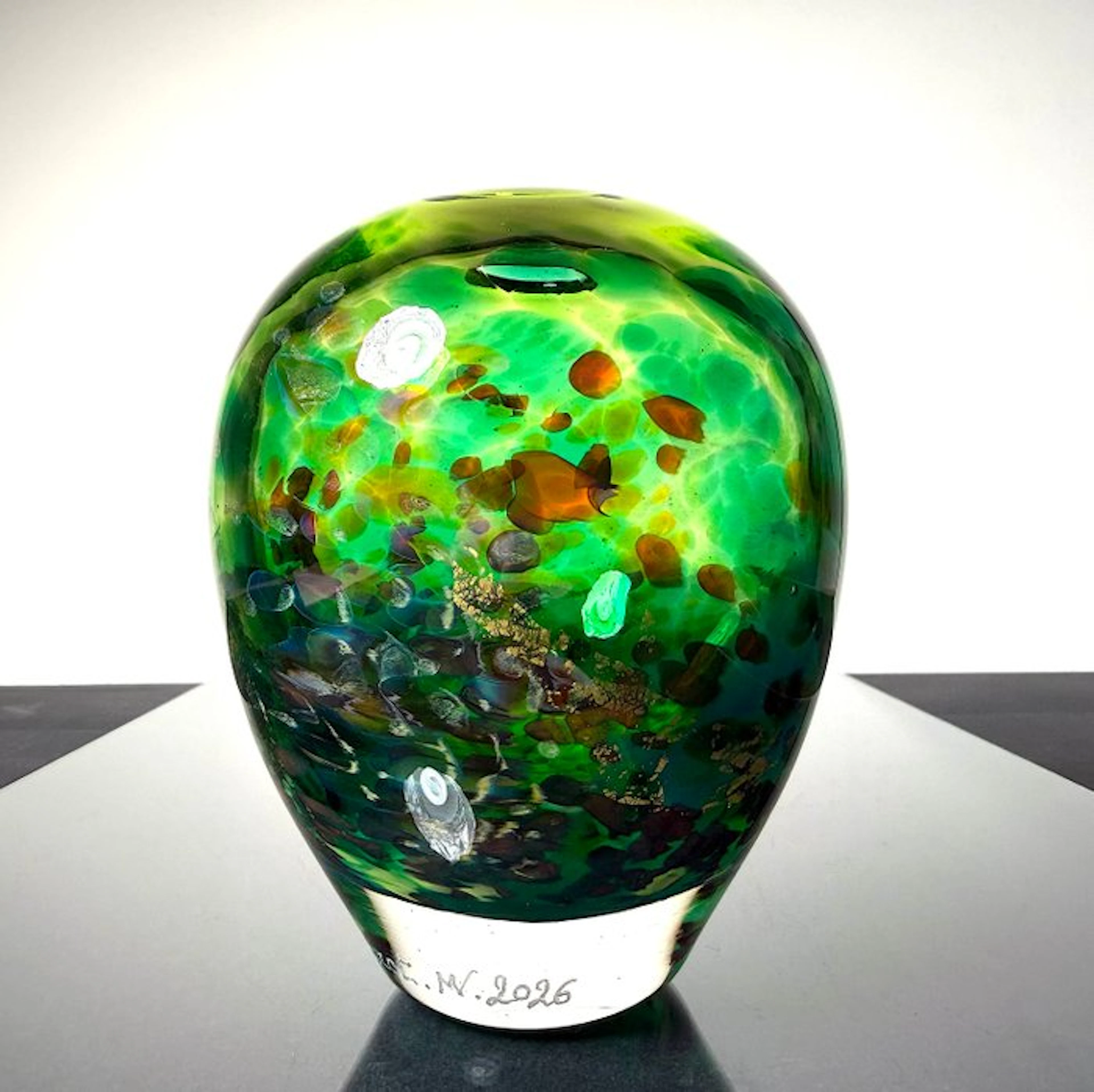Maxence Parot - Vase - Unique vase in colors and gold - Glass