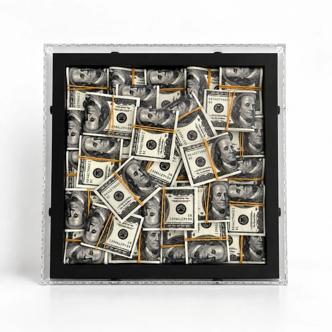 Mike Blackarts - Luxury Acrylic Shadow Box Filled with 100 Dollar Bills