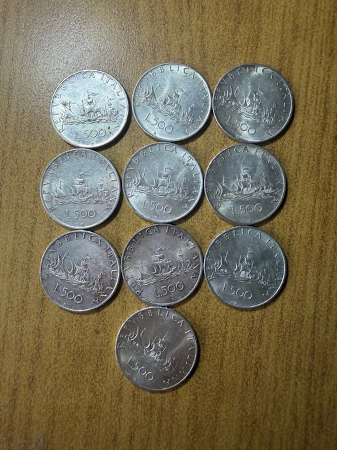 Italy, Republic 500 Lire Anni vari Caravelle (10 monete)