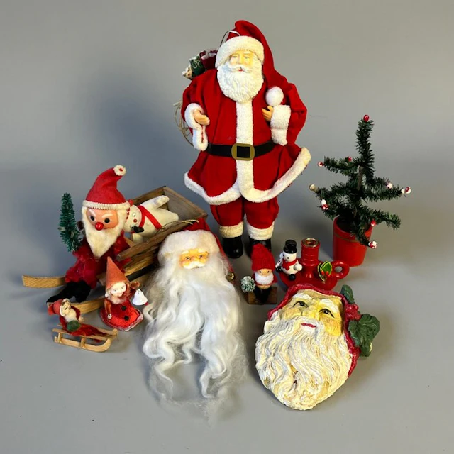 Decorative ornament (10) - Vintage lot of Christmas decorations - Santa Claus