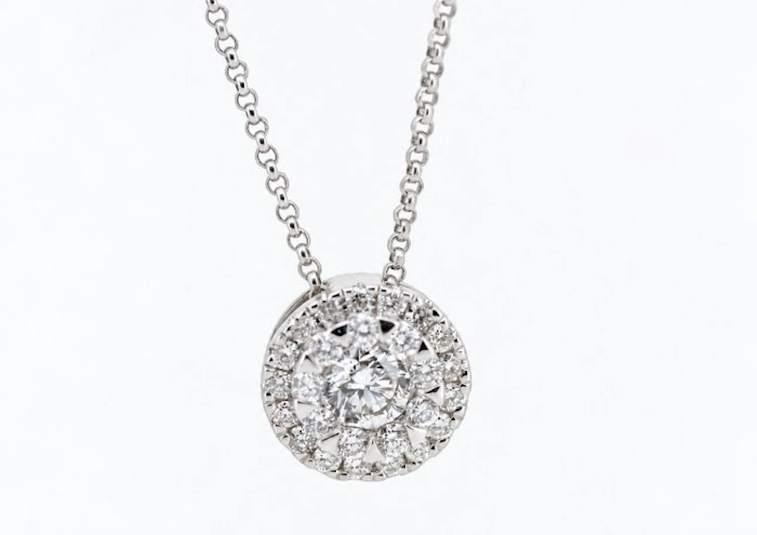 Necklace with pendant - 18 kt. White gold - 0.48ct. tw. - Diamond