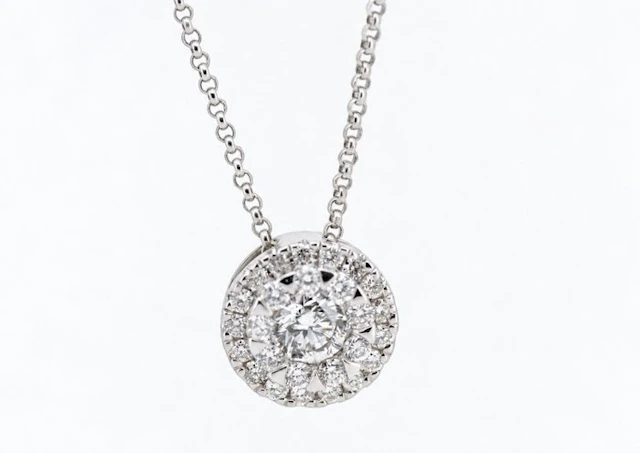 Necklace with pendant - 18 kt. White gold - 0.48ct. tw. - Diamond