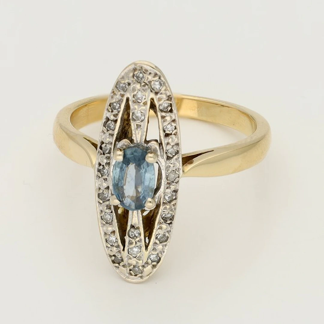 Ring - 18 kt. Yellow gold, White gold Spinel - Diamond