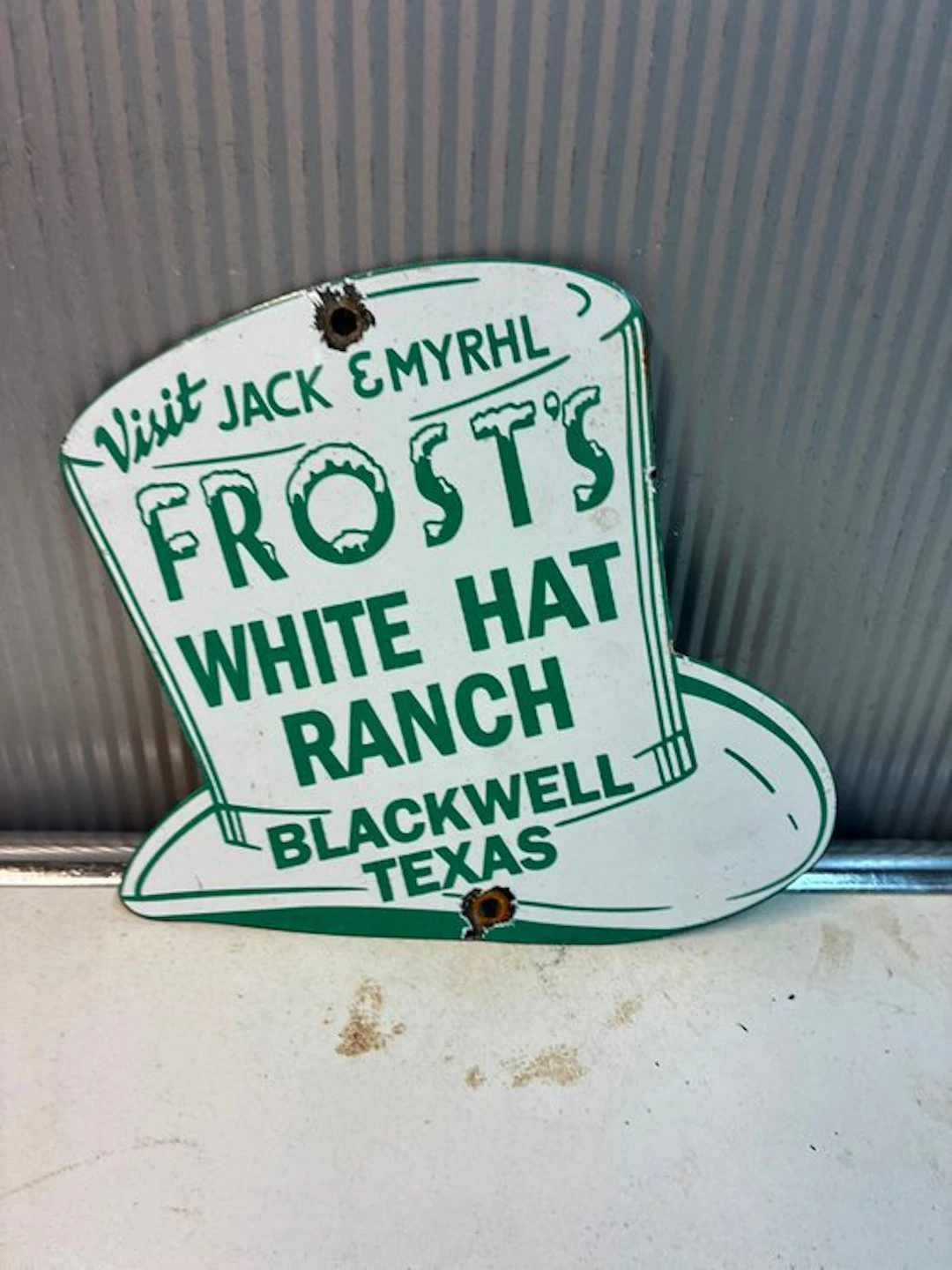 Vintage Frost’s White Hat Ranch advertising board – Blackwell
