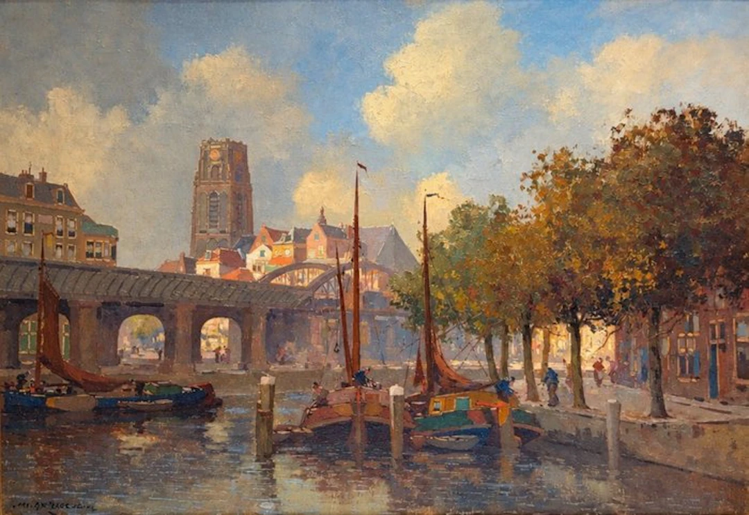 Jan Knikker Junior (1911-1990) - Schepen en Oude Boogbrug l