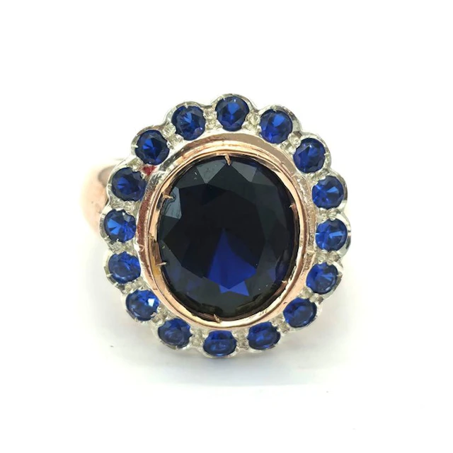 No reserve price - Ring - 9 kt. Rose gold, Silver Spinel - Spinel