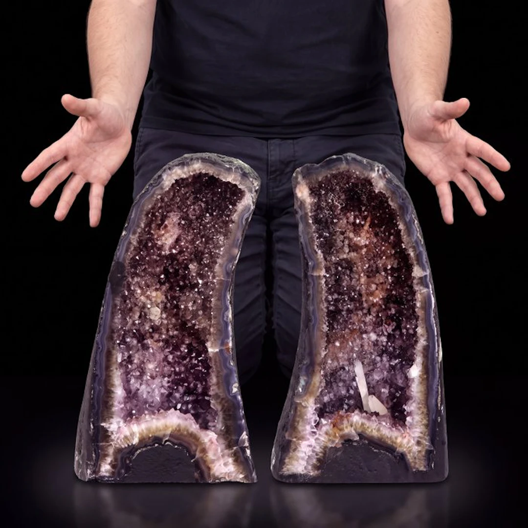 Vivid Amethyst - 43x17x18 cm - Matched Pair - Geode- 25.1 kg