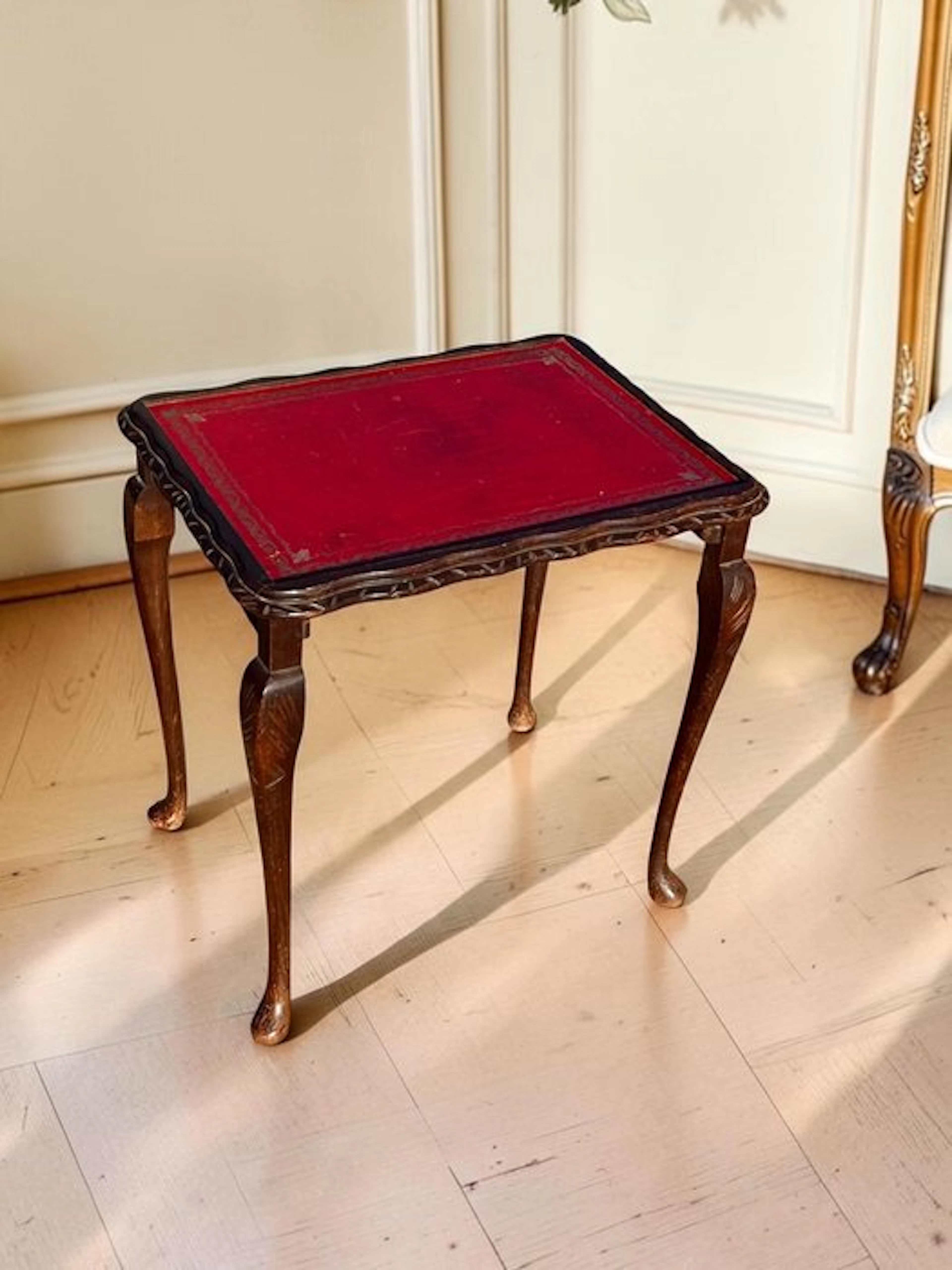 Side table - Walnut - with leather, 1930s–1950s
