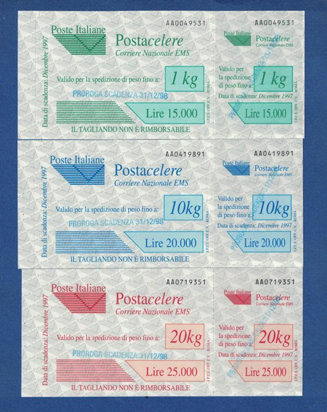 Italian Republic - 1997 Express Mail complete series with...