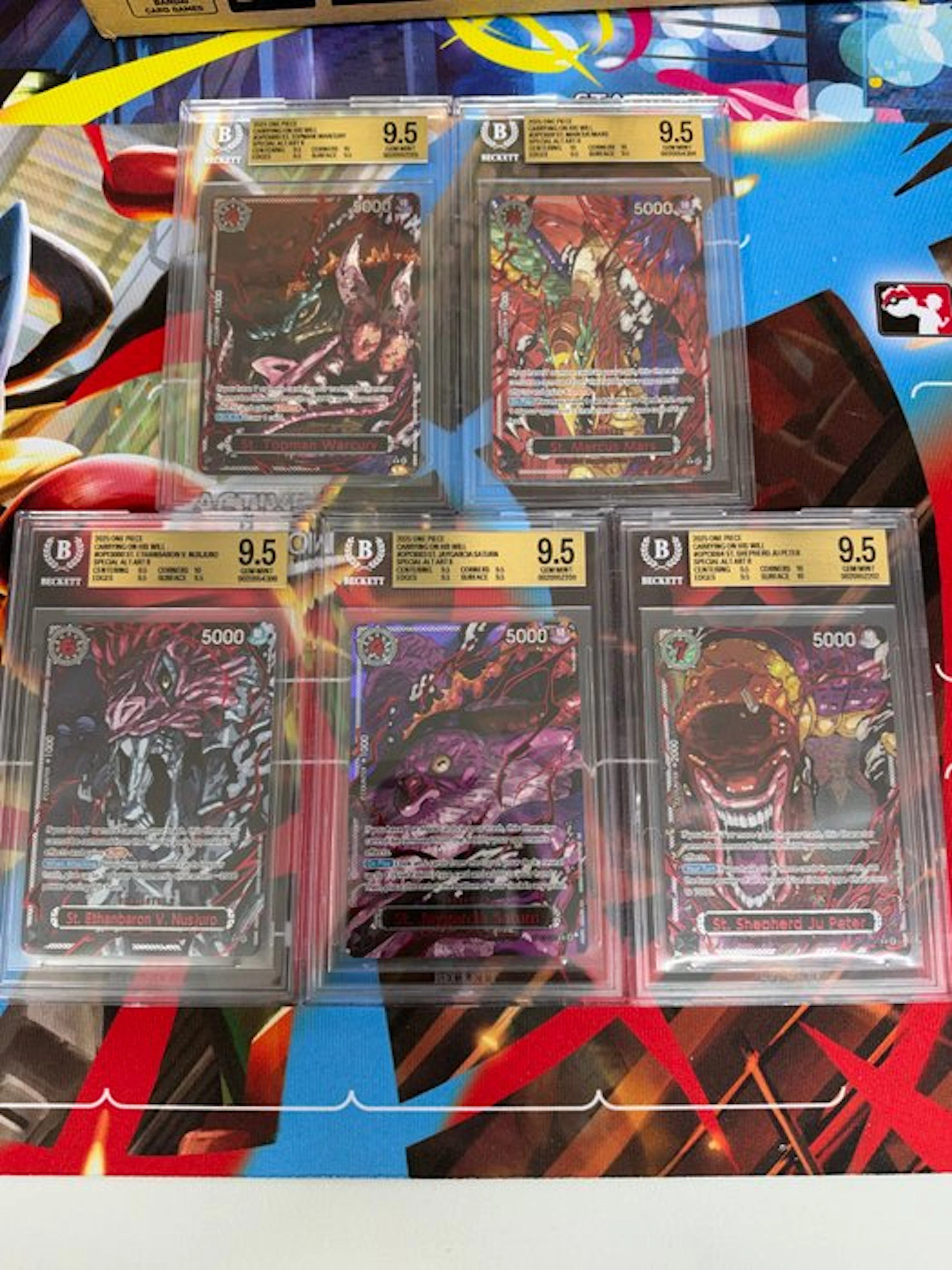 Bandai - 5 Graded card - One Piece - Beckett 9.5