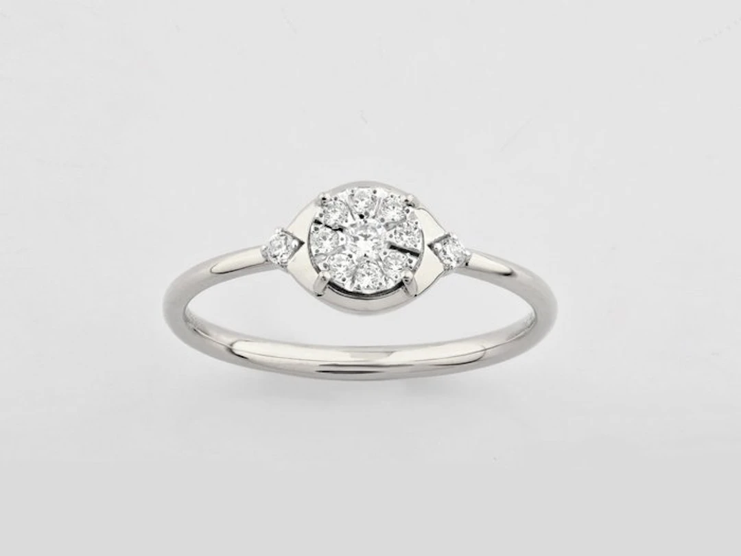 No reserve price - Ring - 14 kt. White gold - 0.15ct. tw. Diamond (Natural)