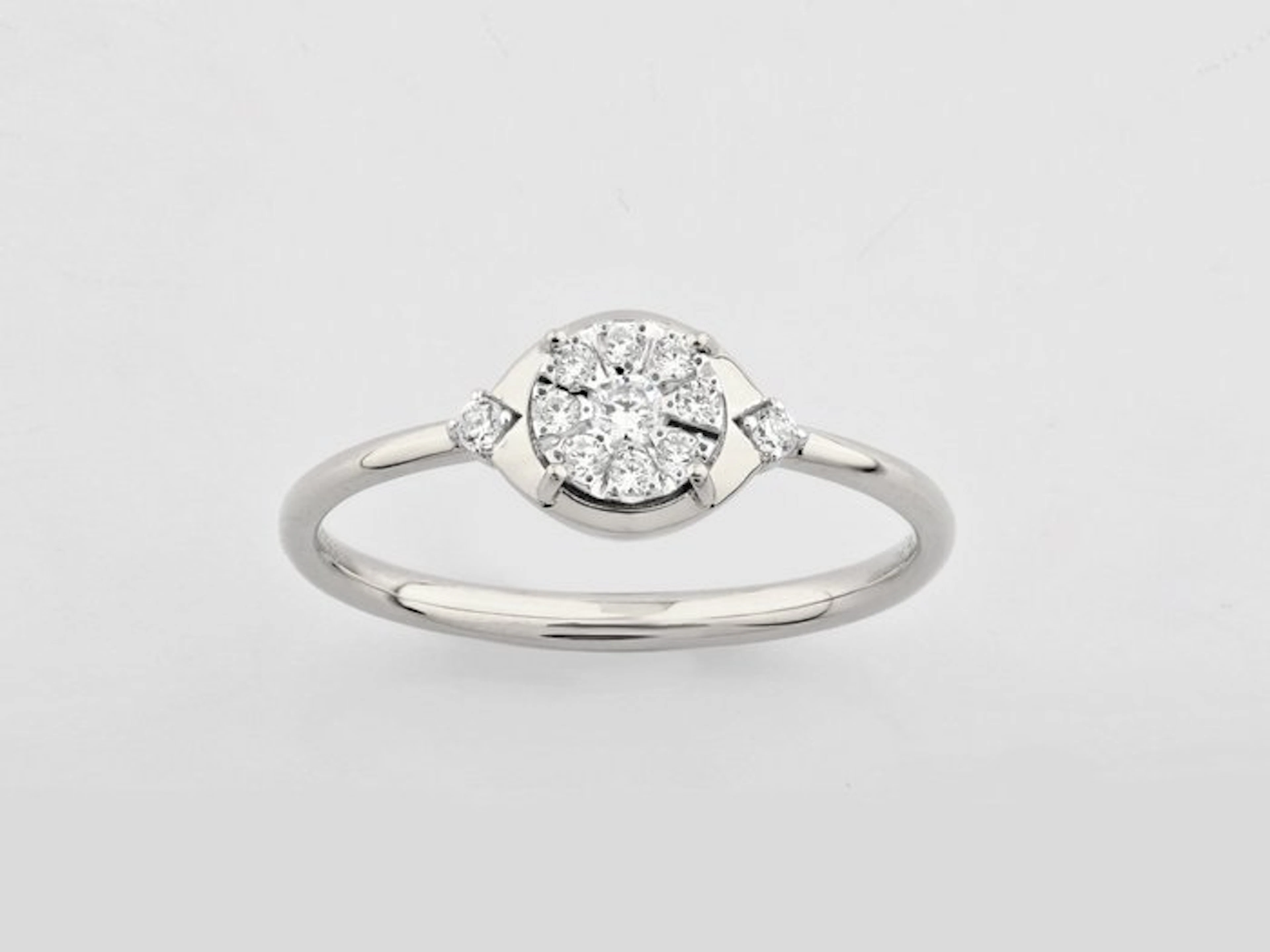 No reserve price - Ring - 14 kt. White gold - 0.15ct. tw. Diamond (Natural)
